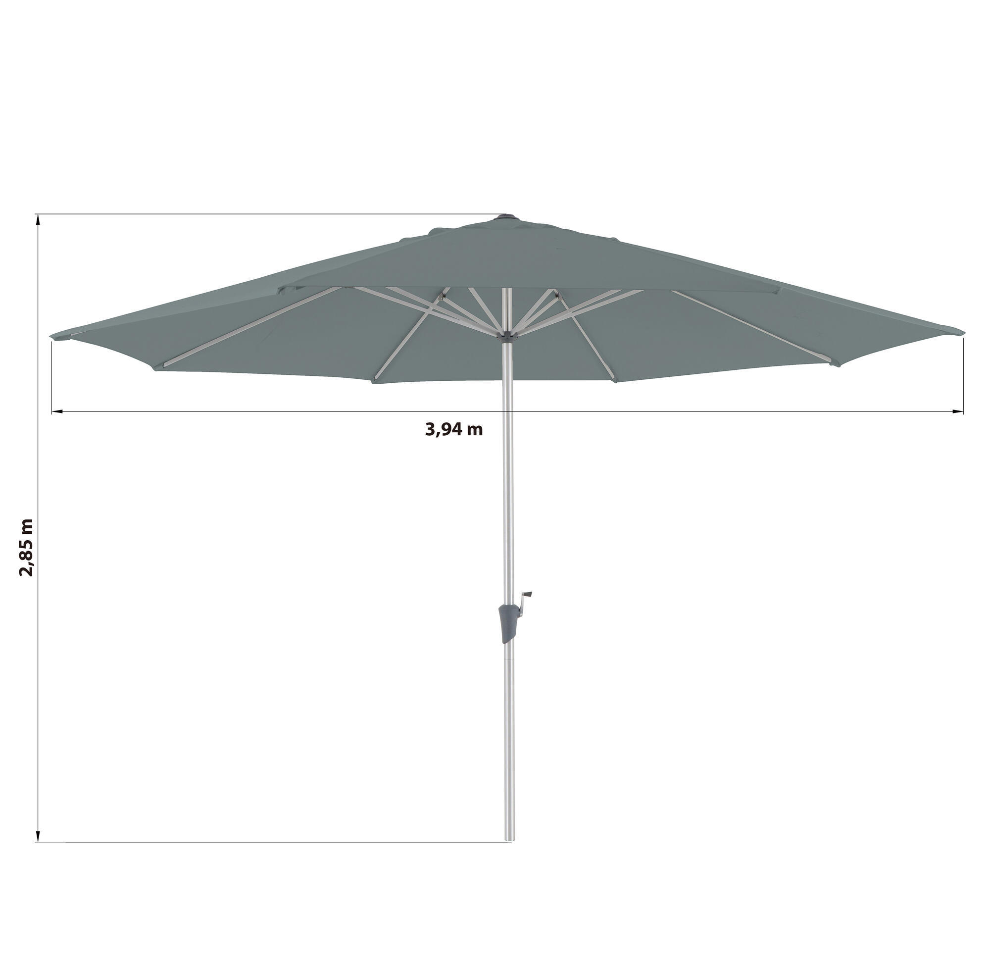 Parasol droit octogonal vert sage Aura II NATERIAL L.394 x l.394 cm - 3