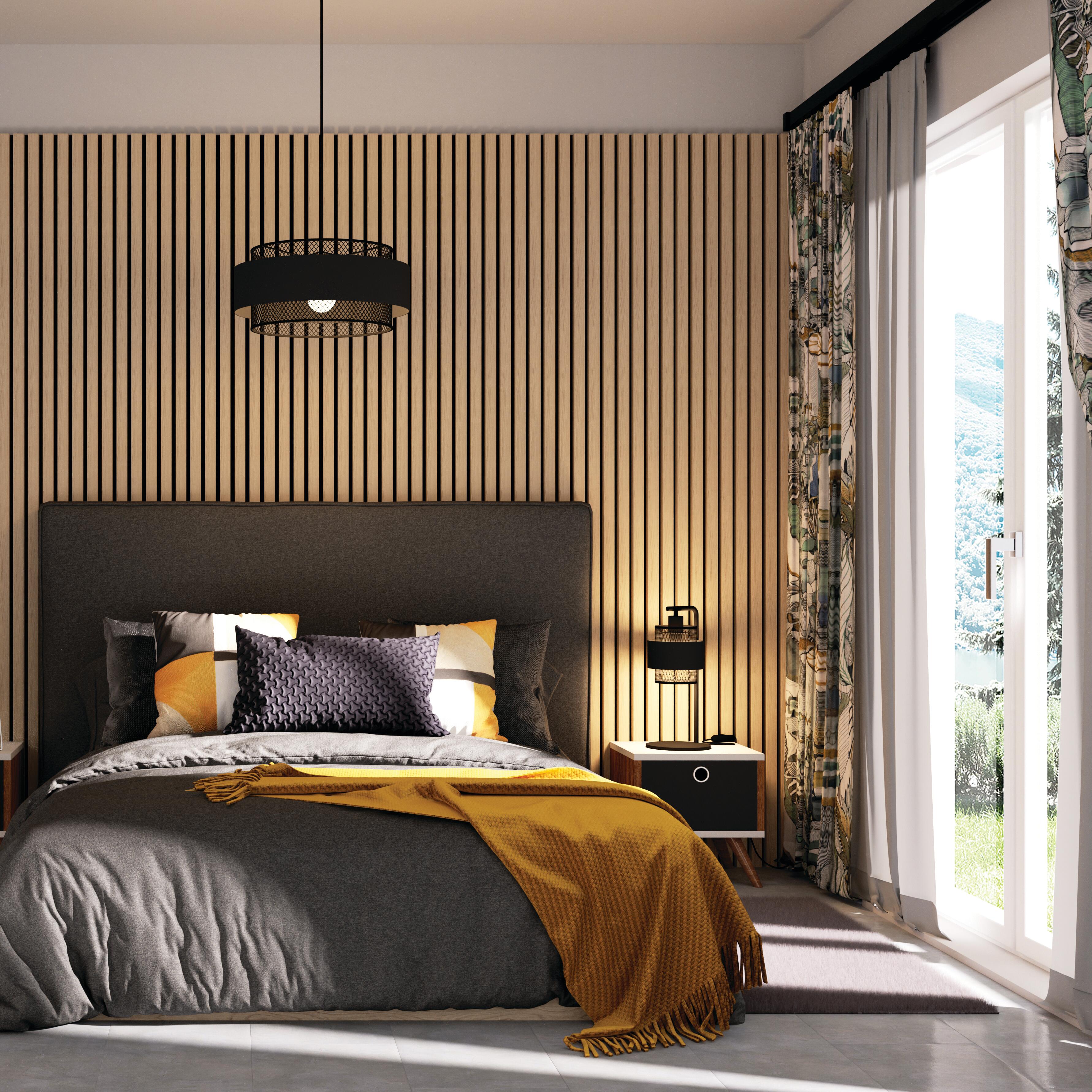 Pannello decorativo fonoassorbente Light FIBROTECH nero e rovere chiaro L 250 x L 60 cm, Sp 9 mm - 3