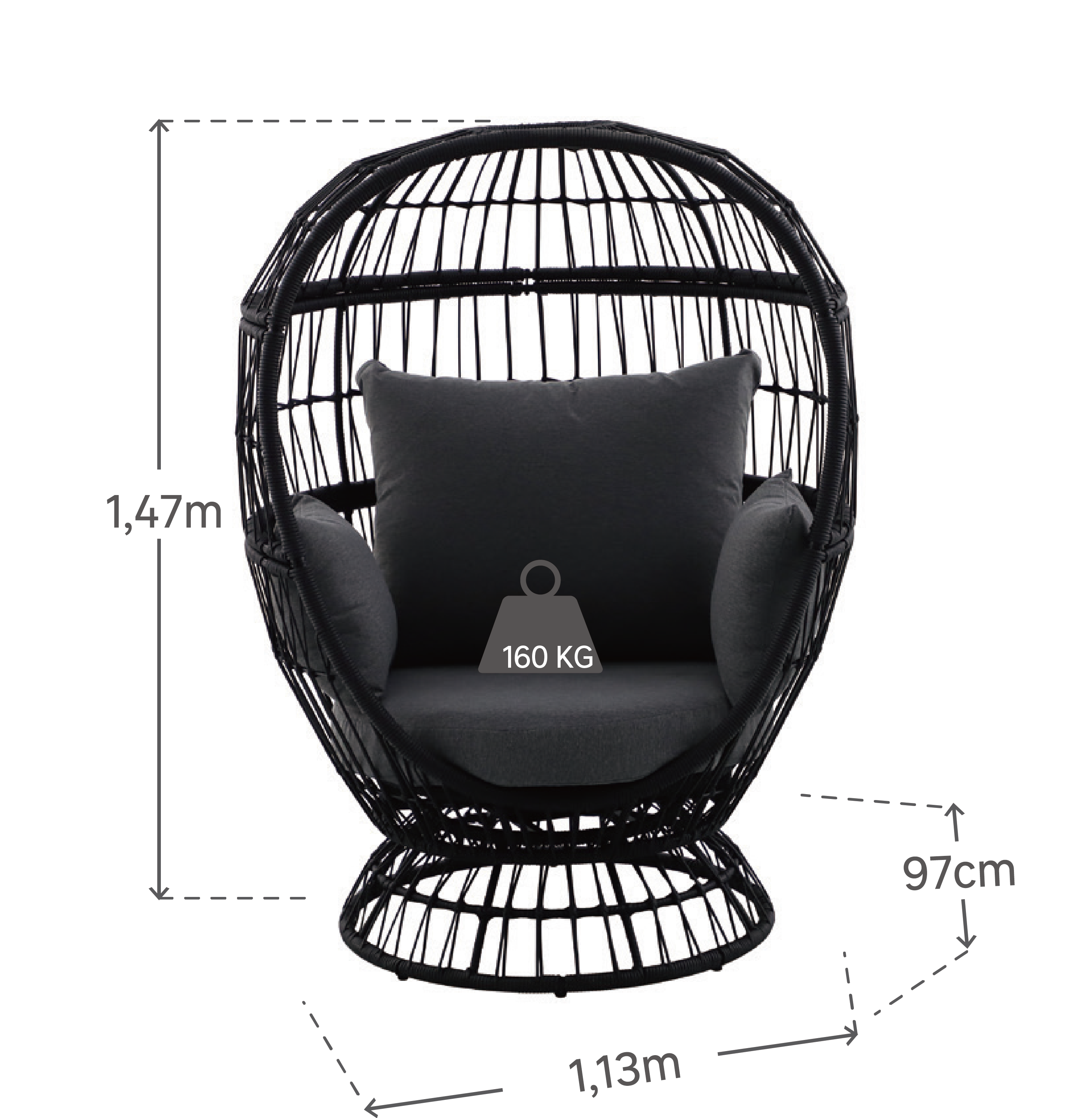 Cadeira ovo relax aço cinza Juno Naterial - 8