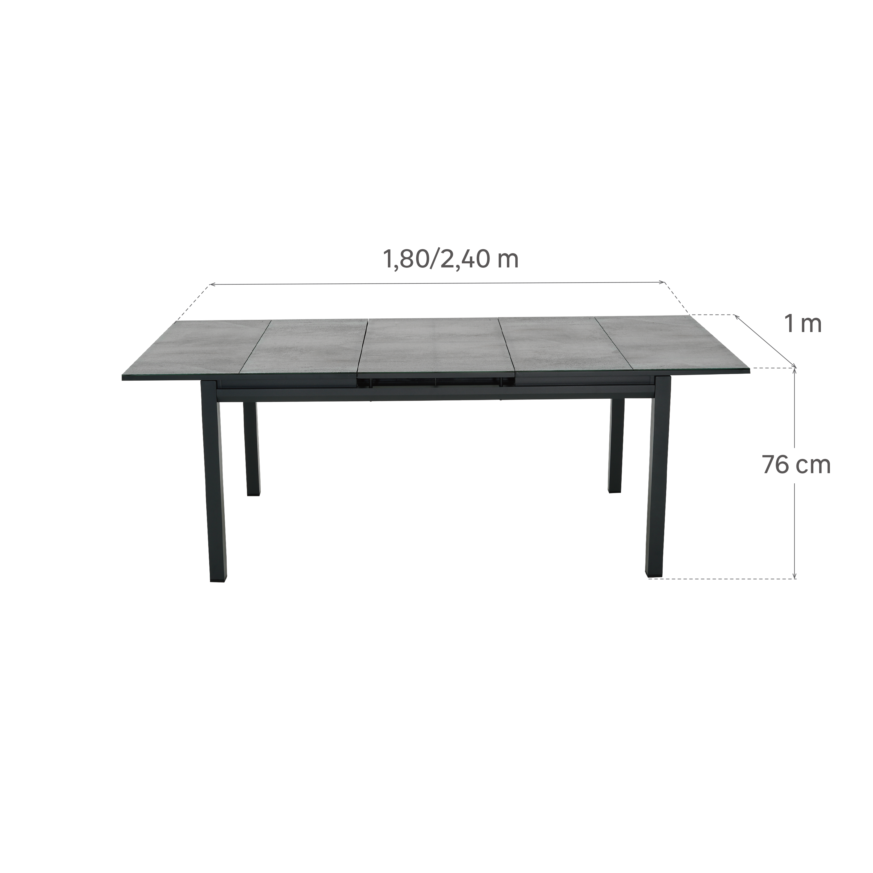 Tavolo da giardino allungabile Odyssea NATERIAL in alluminio antracite con piano in vetro  per 8 persone 180/240x100cm - 15