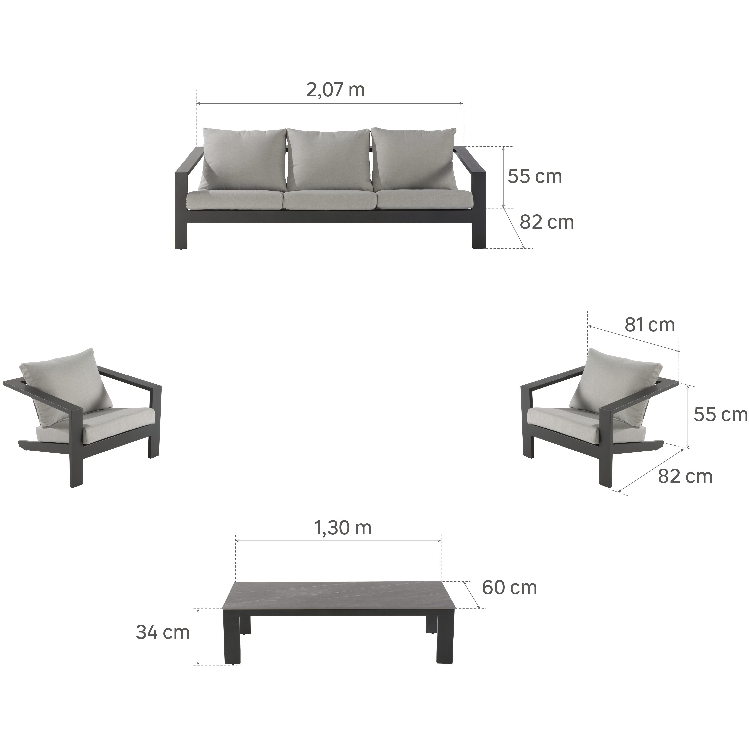 Conjunto relax alumínio e betão cinzento escuro Naterial Olympia - 9