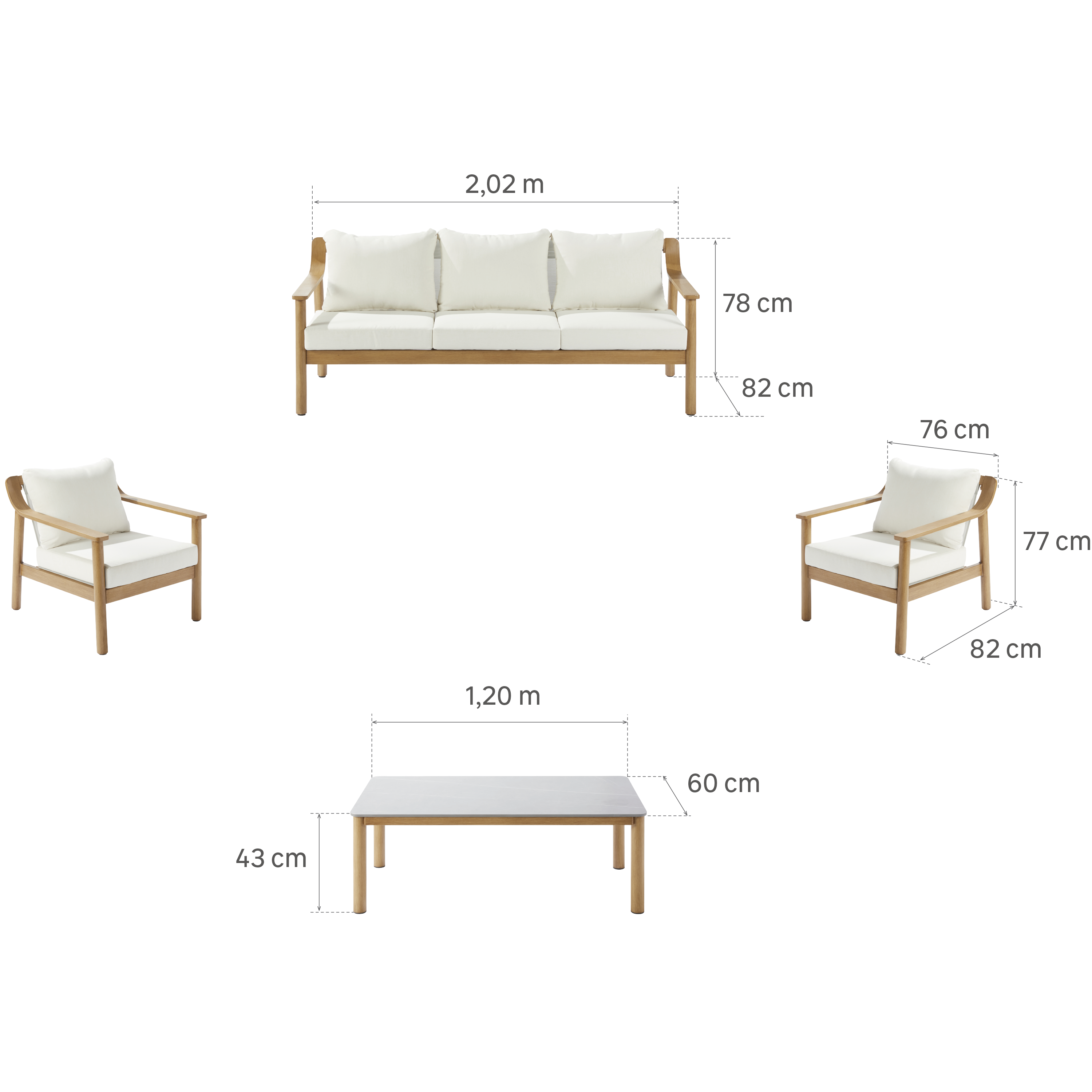 Conjunto jardim relax sofá e mesa bege 5 pessoas Ares Naterial - 8