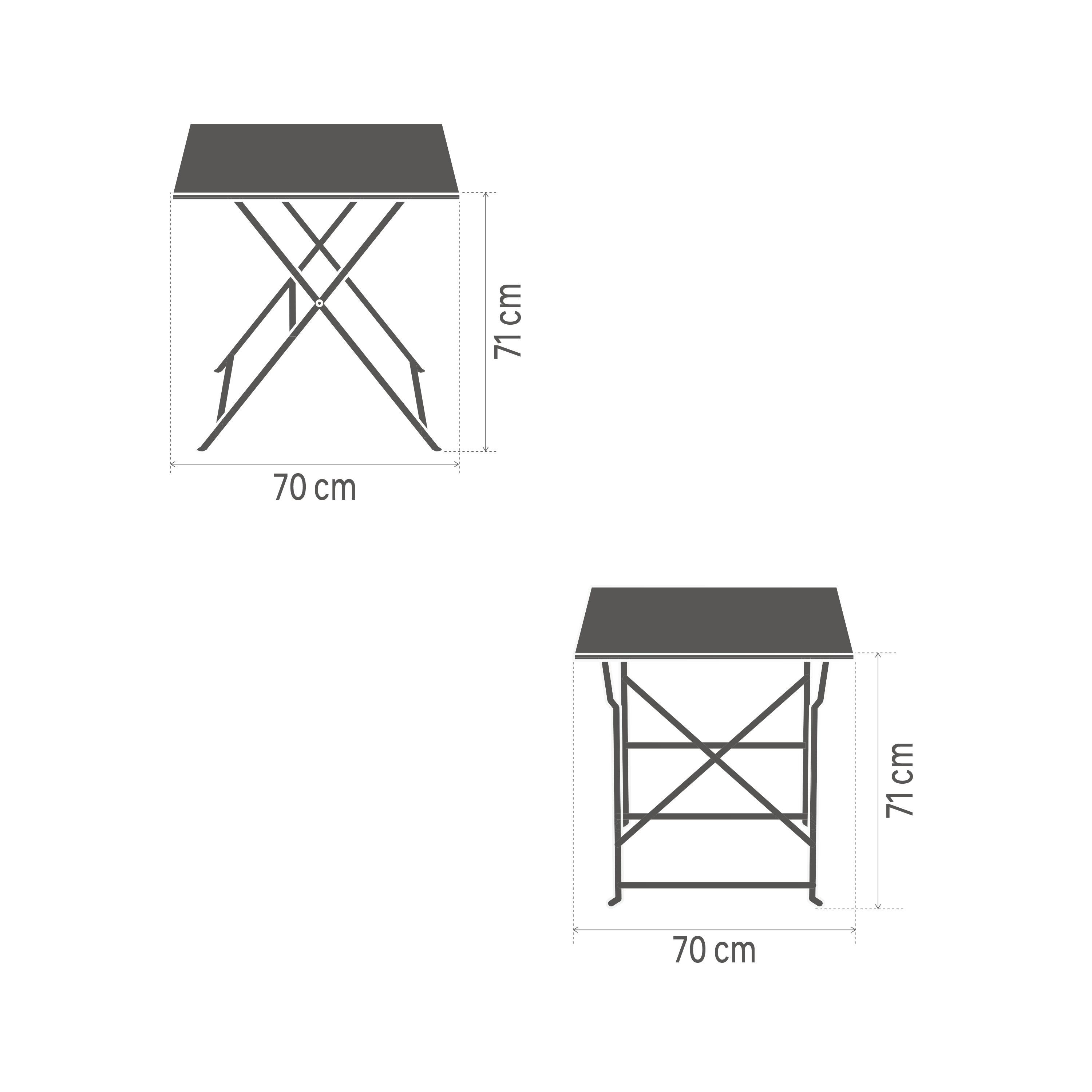 Table de jardin pliante NATERIAL Flora carré vert 2 personnes - 9