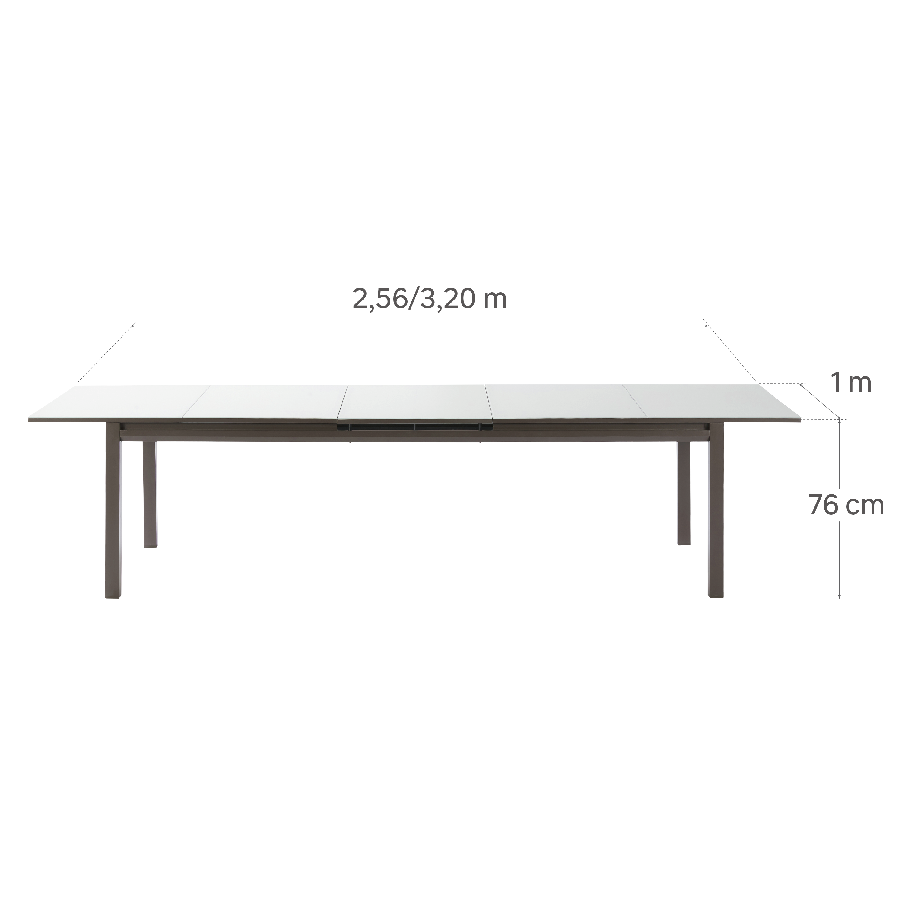 Tavolo da giardino allungabile Odyssea NATERIAL in alluminio marrone con piano in vetro texturizzato  per 12 persone 256/320x100cm - 14