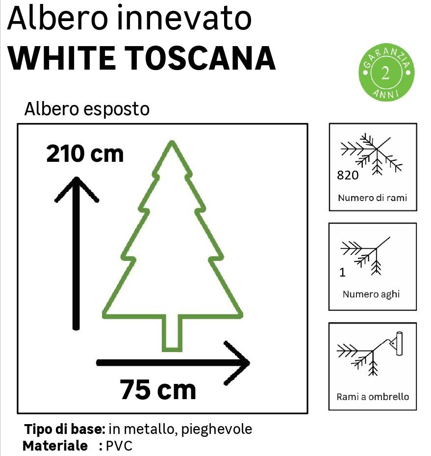 Albero di Natale artificiale innevato Toscana slim verde H 210 cm x Ø 75 cm - 3