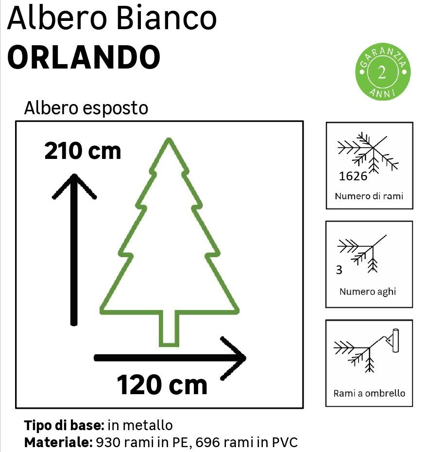 Albero di Natale artificiale innevato Orlando Bianco bianco H 210 cm x Ø 120 cm - 5