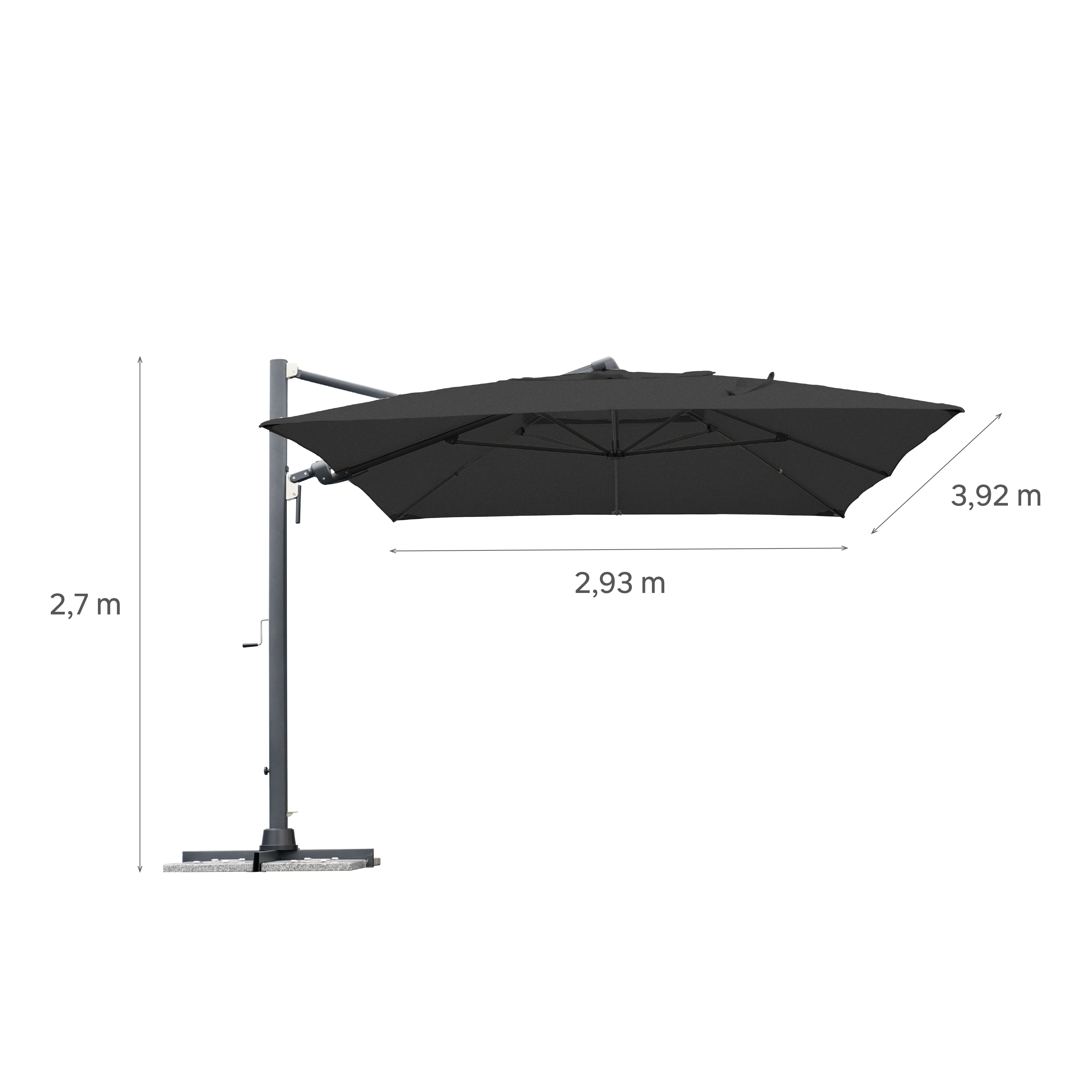 Guarda-sol excêntrico NATERIAL SOMBRA 392X293CM ANTRACITE - 9