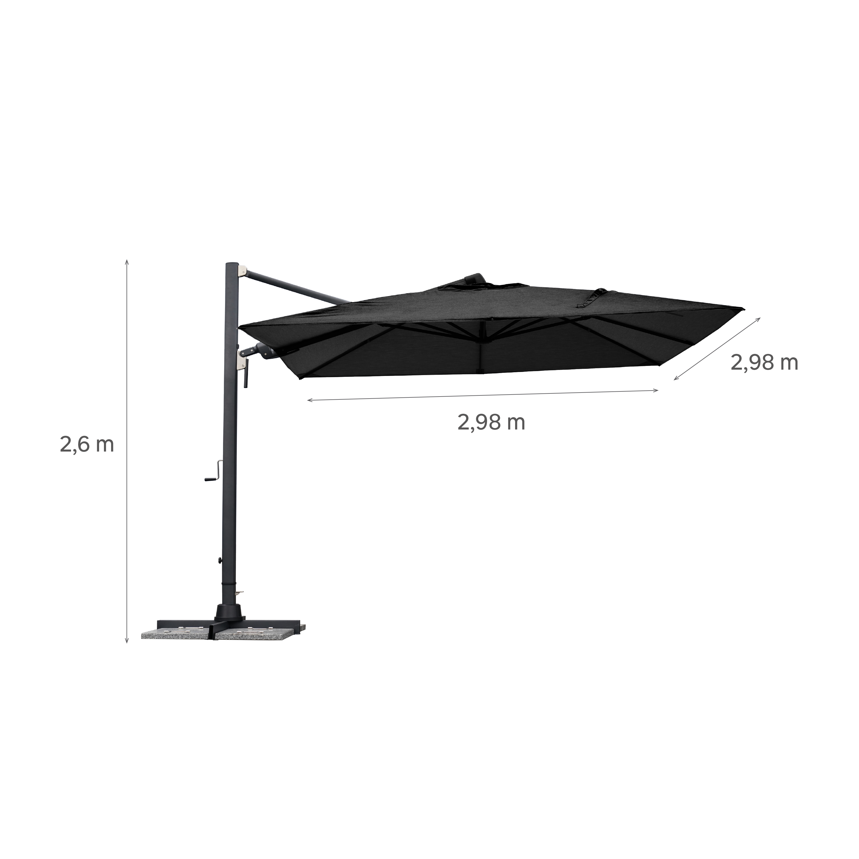 Parasol déporté NATERIAL Sombra gris carré, L.300 x l.300 cm - 9