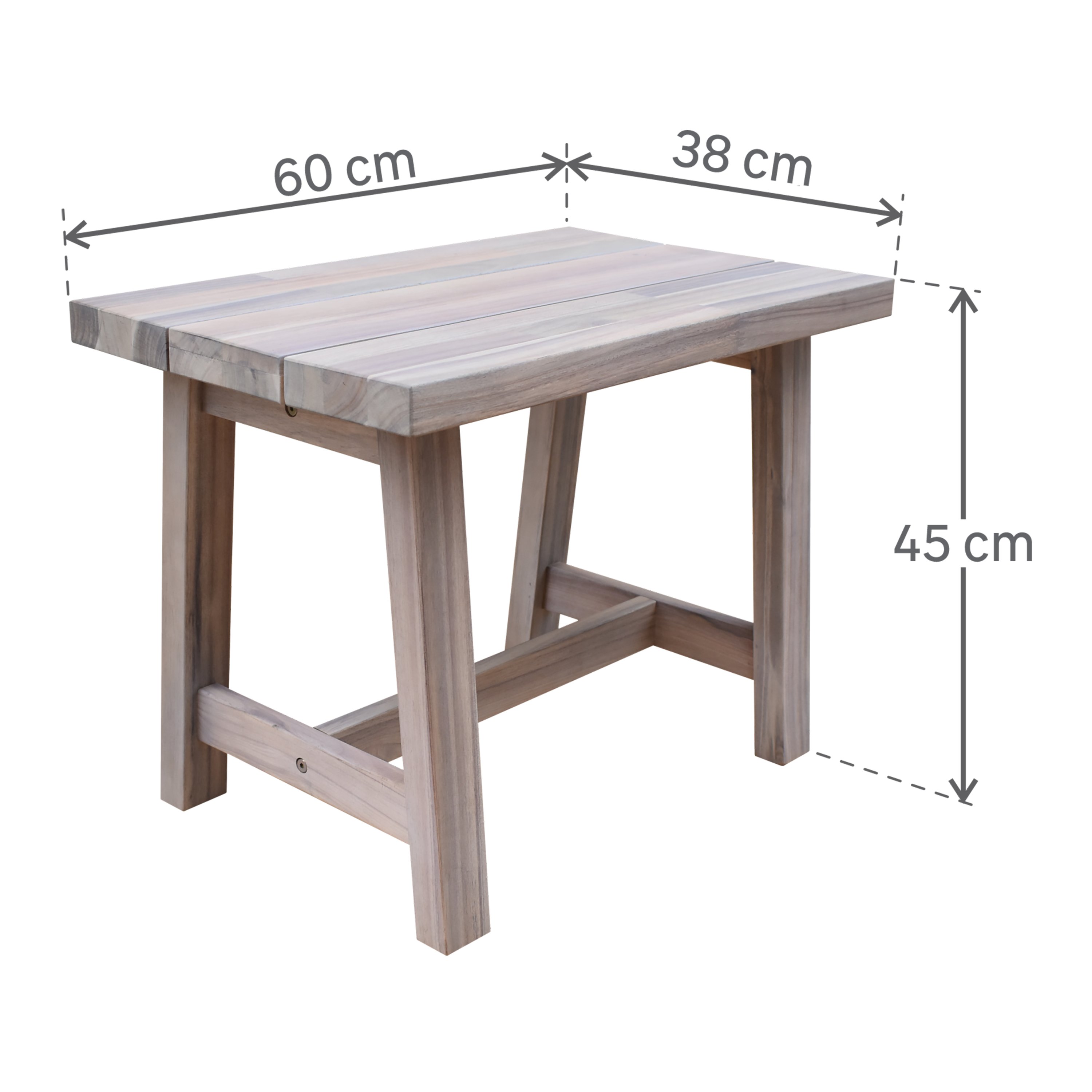 Sgabello da giardino in acacia bianco Farm NATERIAL, seduta in acacia marrone - 16