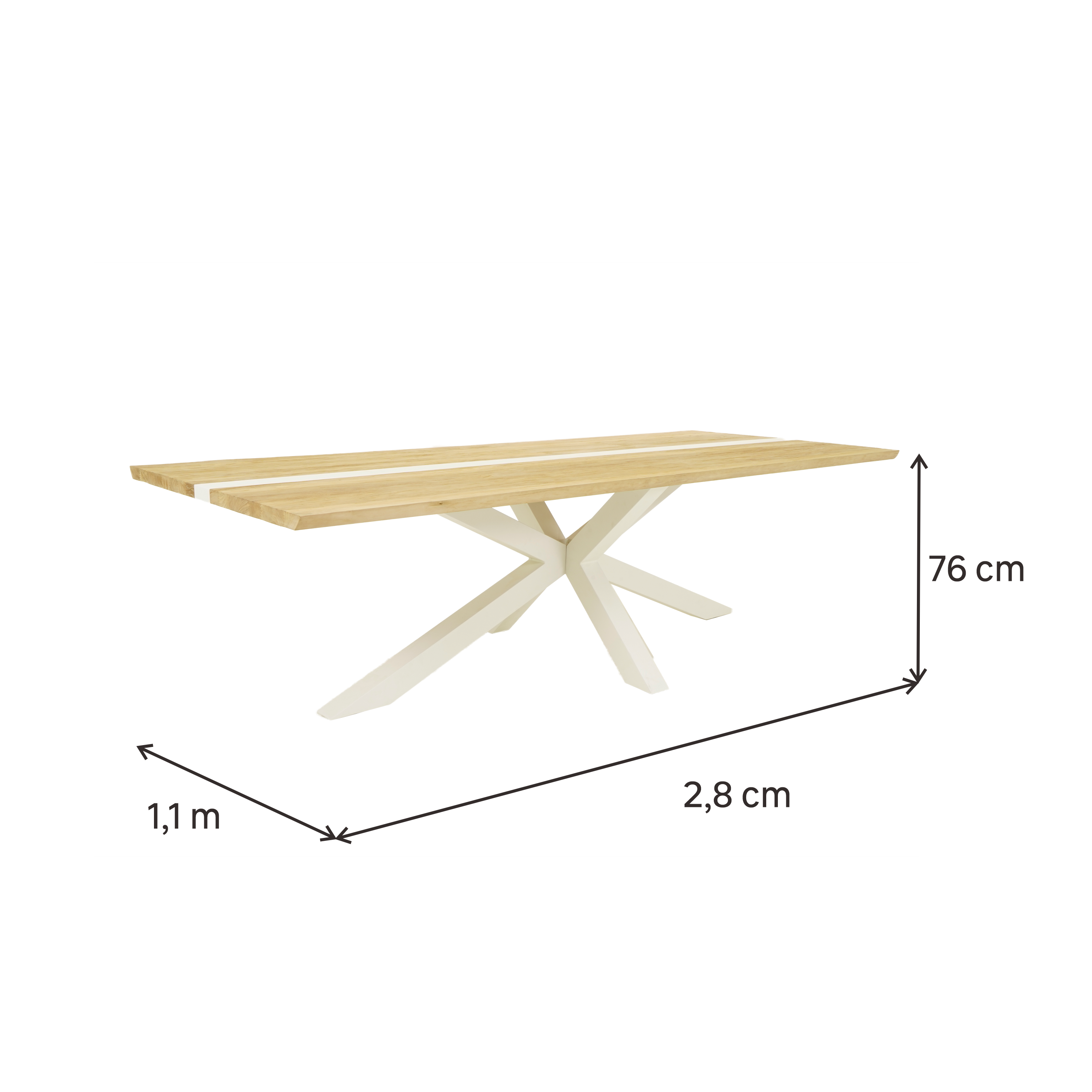 Mesa de madeira NATERIAL LAGOS 280X106X75CM - 3