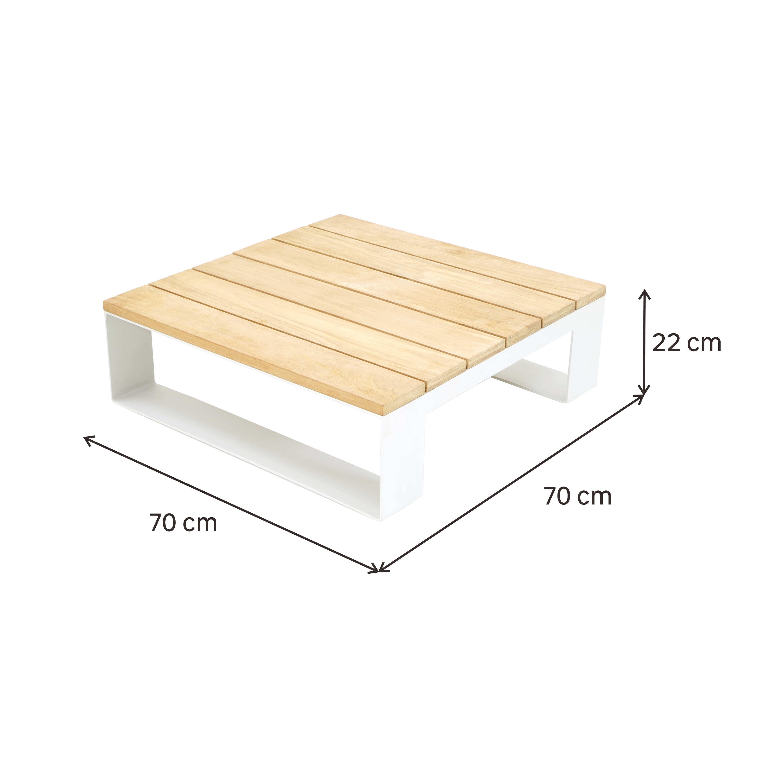 Mesa auxiliar de jardín Surrey de aluminio y teca de 70x70 cm - 5