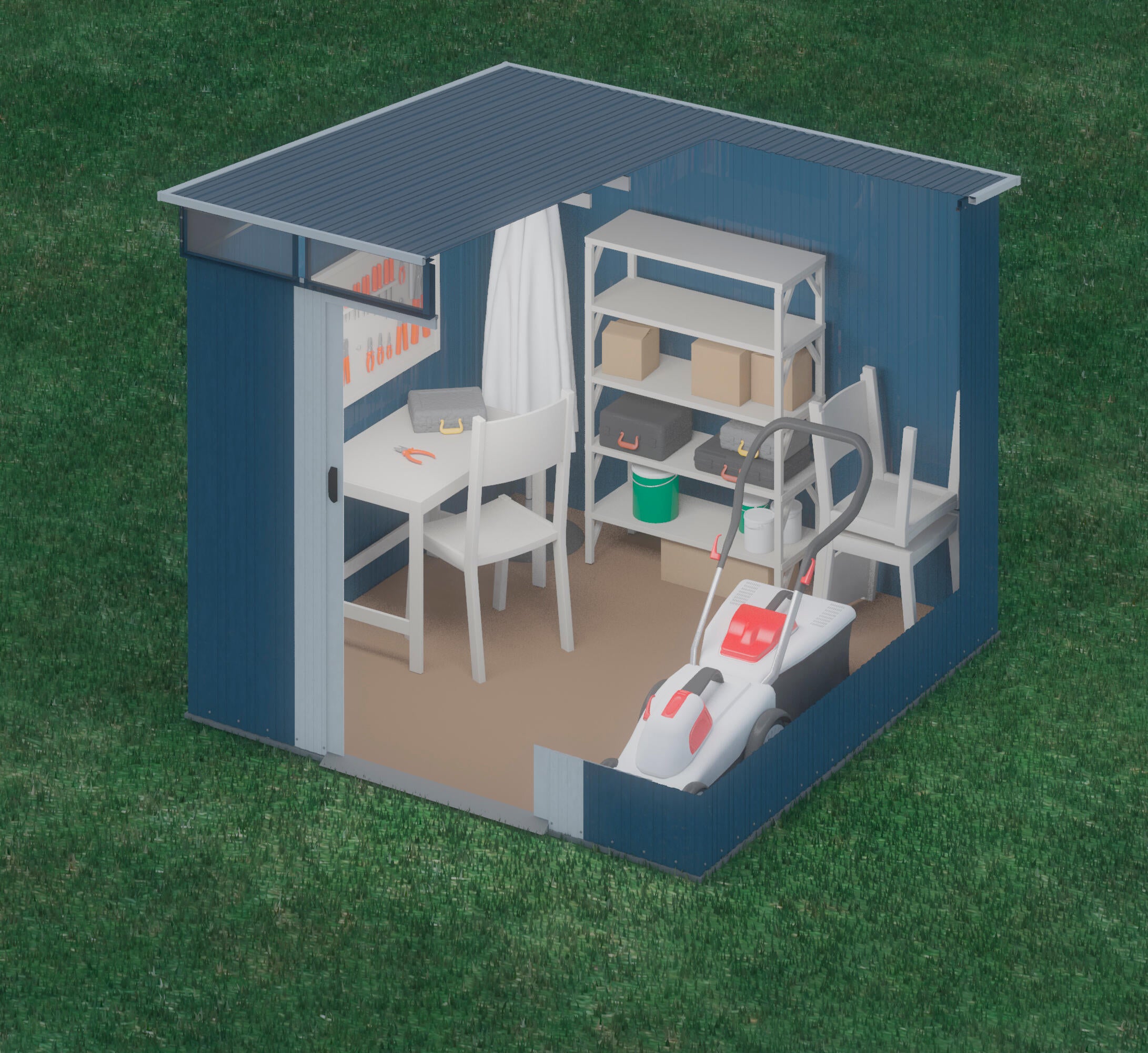 Caseta de acero Malmo II de 239x203x236 cm y 5.6 m2 con 0.25 mm espesor y doble puerta corredera HOGGAR - 8