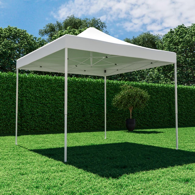 Cenador de acero con cubierta NATERIAL Bora de 295 x 295 cm blanco