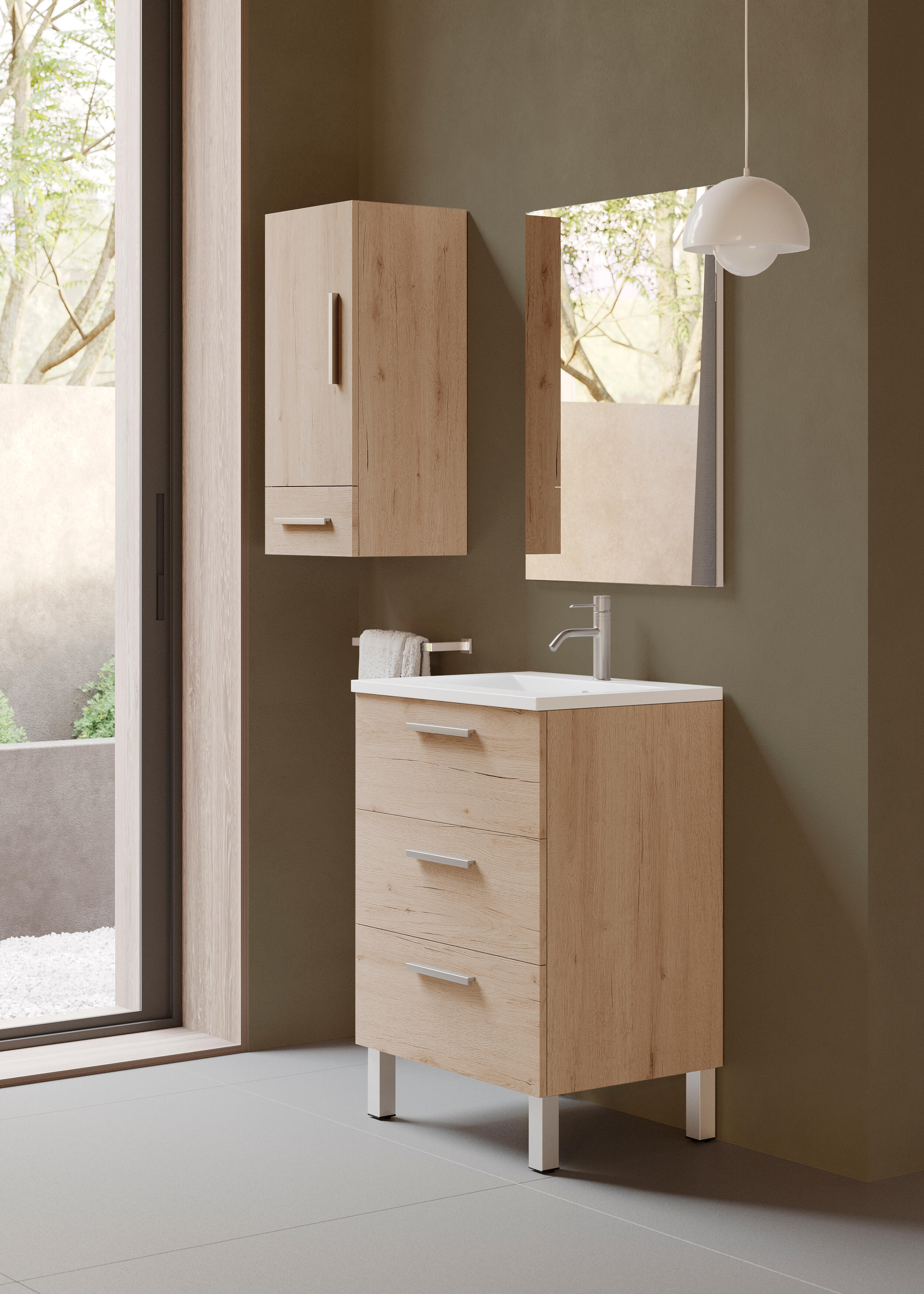 Mueble de baño con lavabo madrid roble 60x45 cm