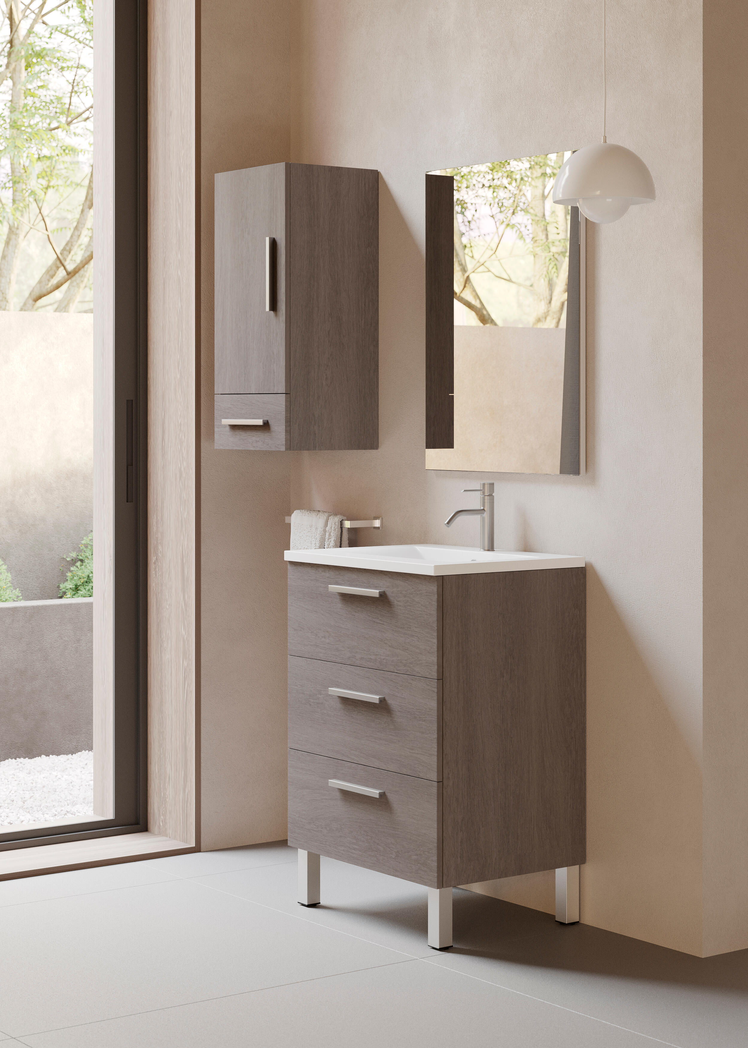 Mueble de baño con lavabo madrid roble gris 60x45 cm