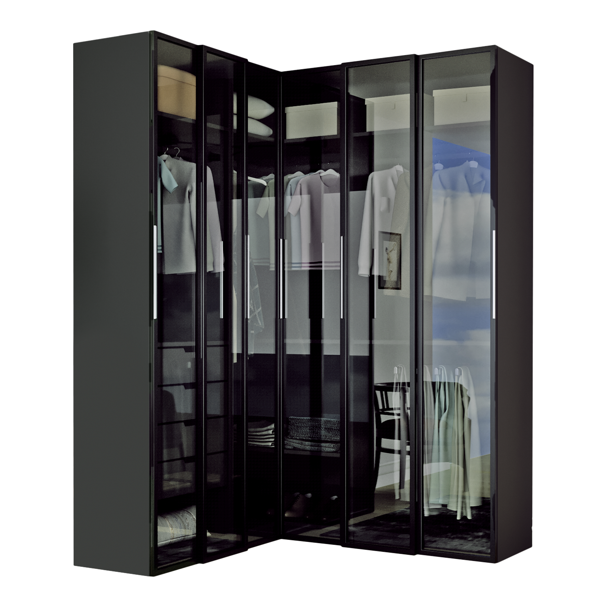 Armario ropero rincón puerta abatible Spaceo Home Seúl Gri/Bl 180 ...