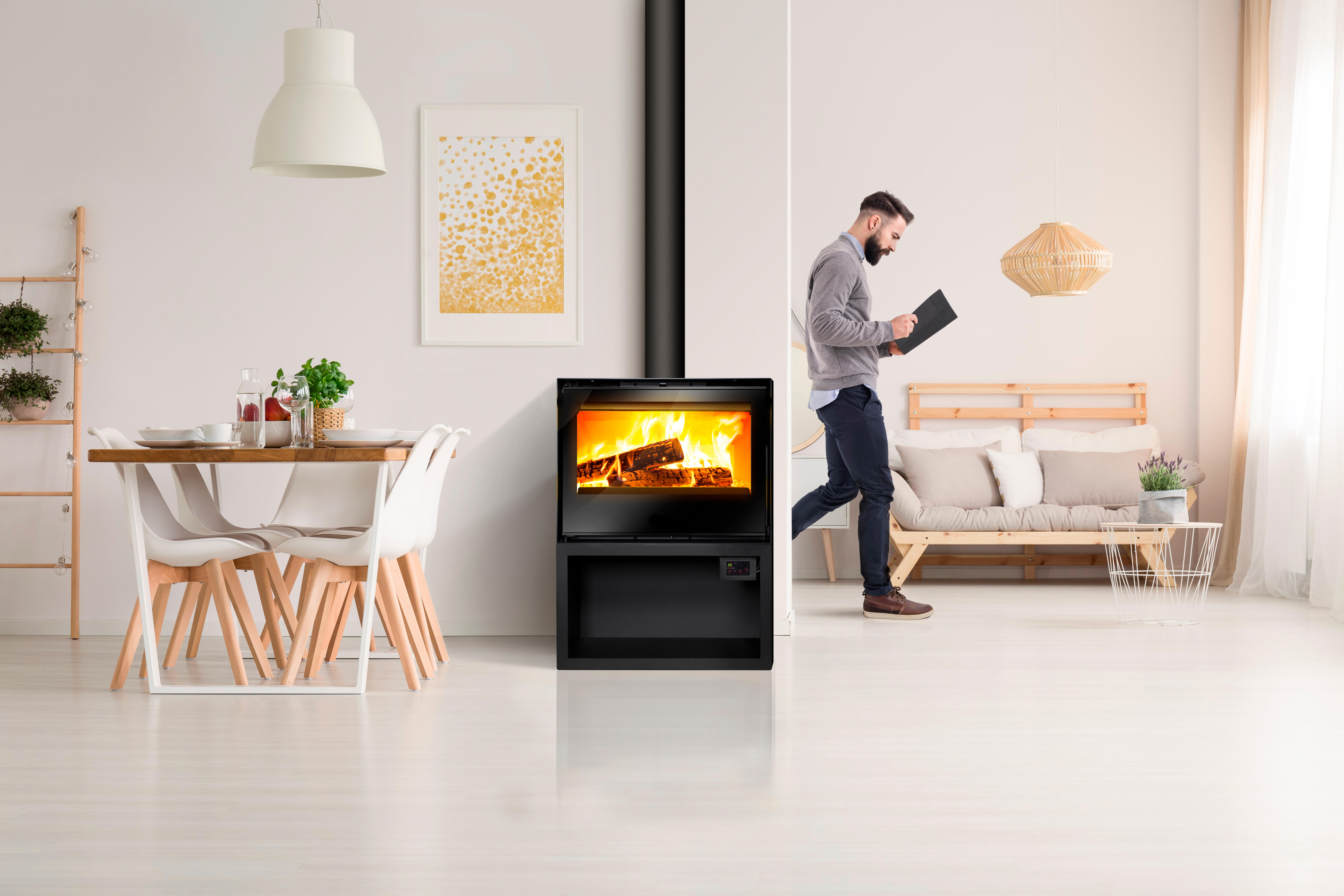 Estufa de leña ventilada lacunza rock 700 8,5 kw