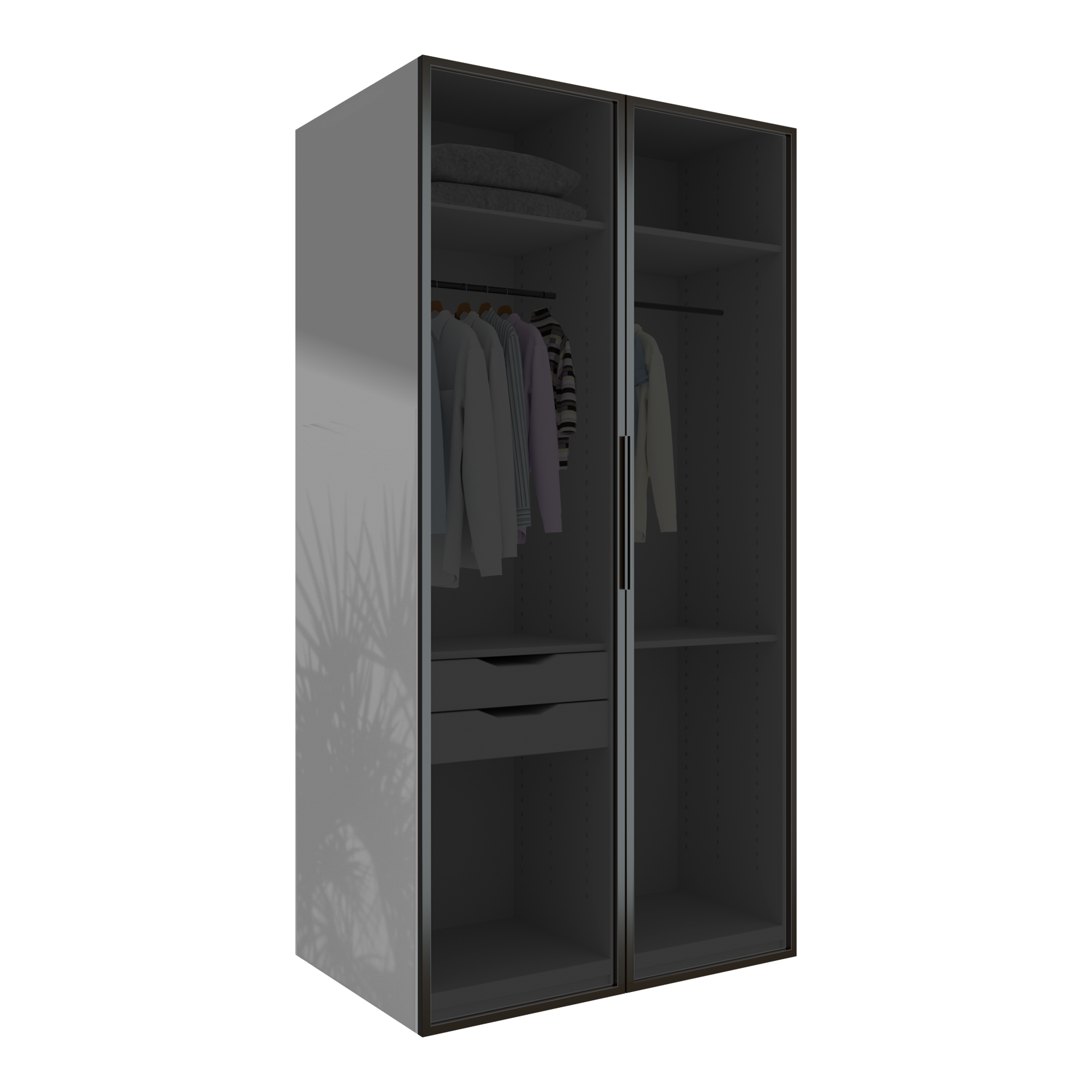 Armario ropero puerta abatible spaceo home seúl cristal ahumado 120x240x60 cm