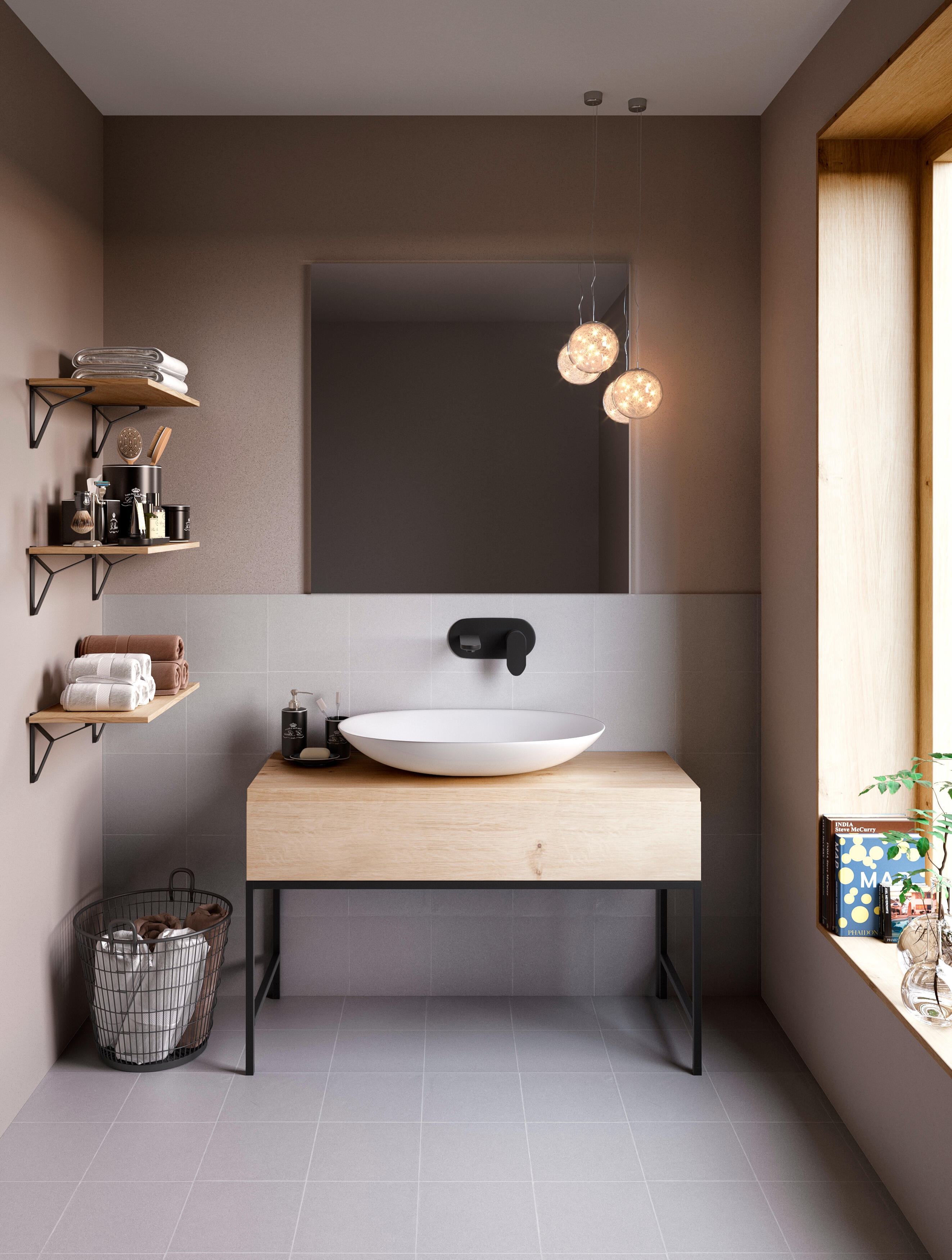 2 équerres de fixation murale aluminium mat brun, P.16 cm - 2