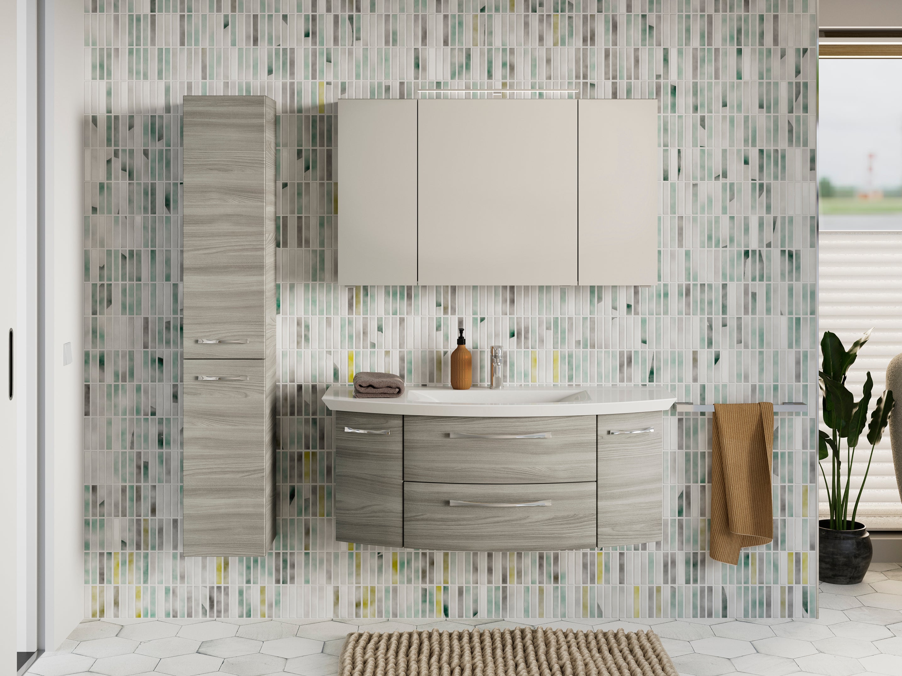 Mobile da bagno sospeso sotto lavabo L 119 x H 48 x P 46.2 cm grigio, 2 cassetti 2 ante PELIPAL Cassca - 3