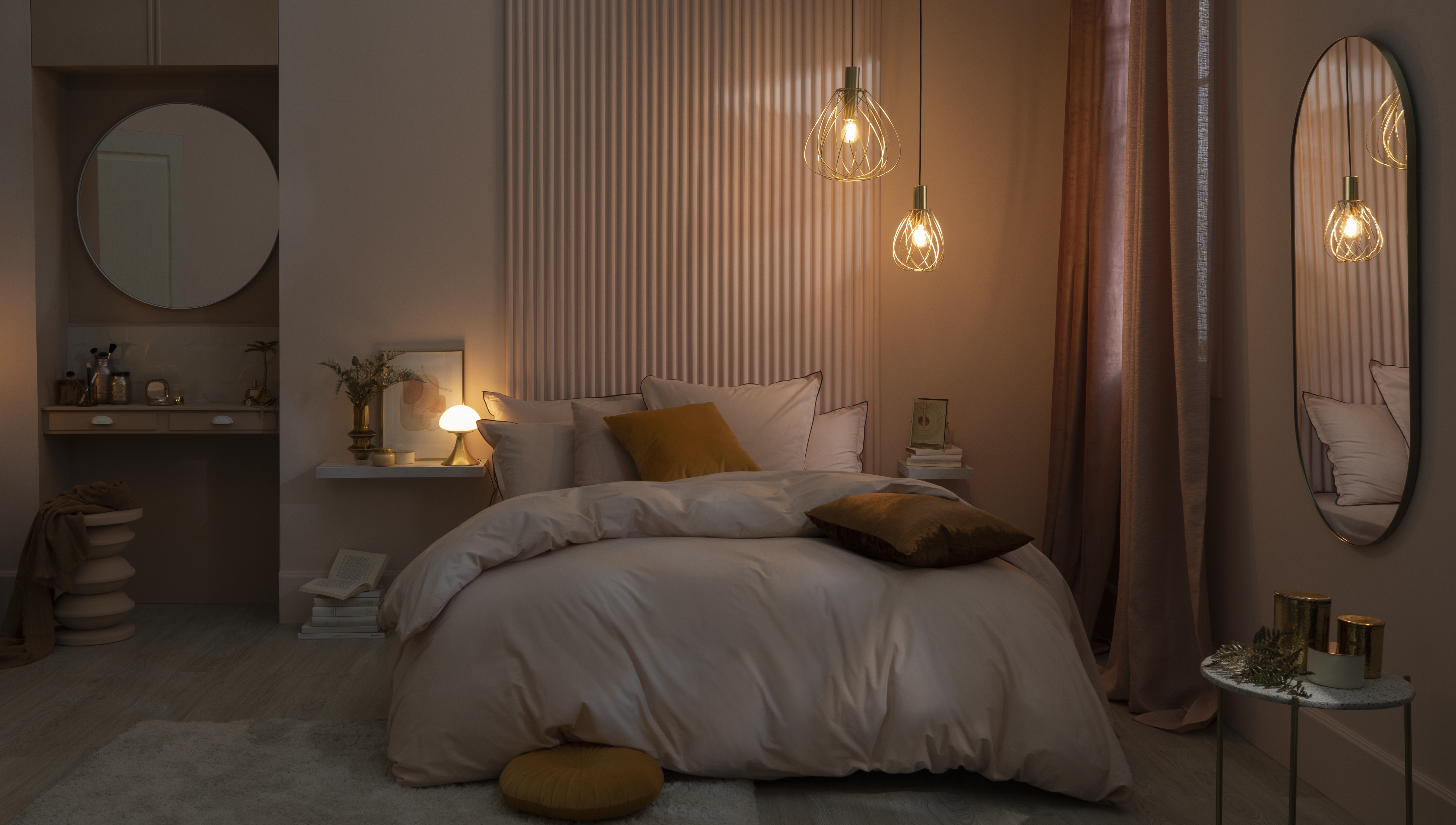 Lámpara de mesa táctil LED Kinoko INSPIRE con estructura latón pantalla blanca de vidrio luz cálida 3000K - 5