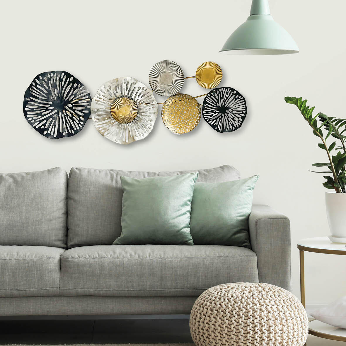 Everydecor Decorazione Da Parete In Metallo A Forma Di Succulenta Verde – Fiore Metallico 3D Per Soggiorno, Camera O Ufficio