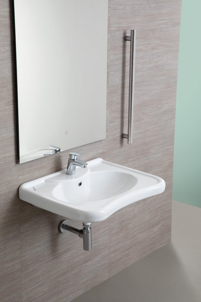 Lavabo sospeso quadrato 110 T L 68 x H 23 x P 53 cm in ceramica bianco lucido