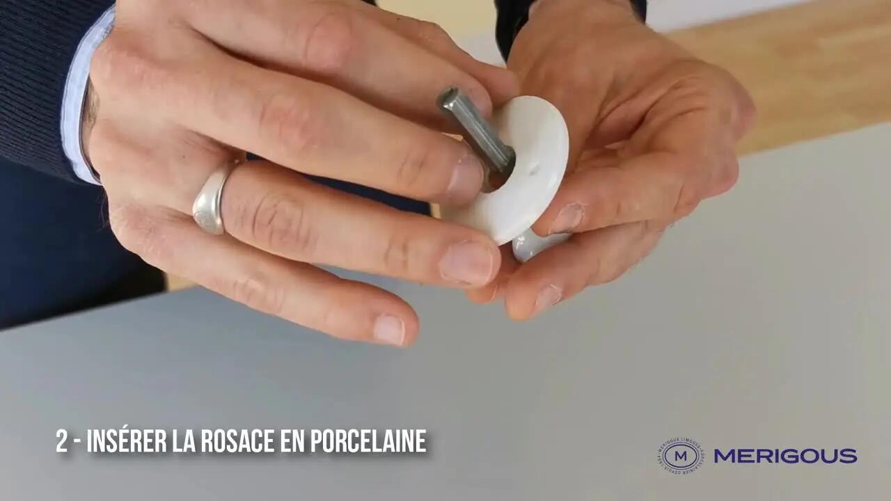 Rosace de fonction Porcelaine MERIGOUS, porcelaine nickelé décondamnation - 3