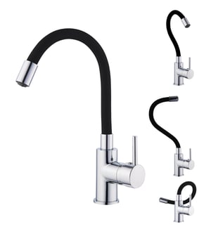 Mitigeur de lavabo chrome noir poli, EDOUARD ROUSSEAU Ilo memoire de forme L