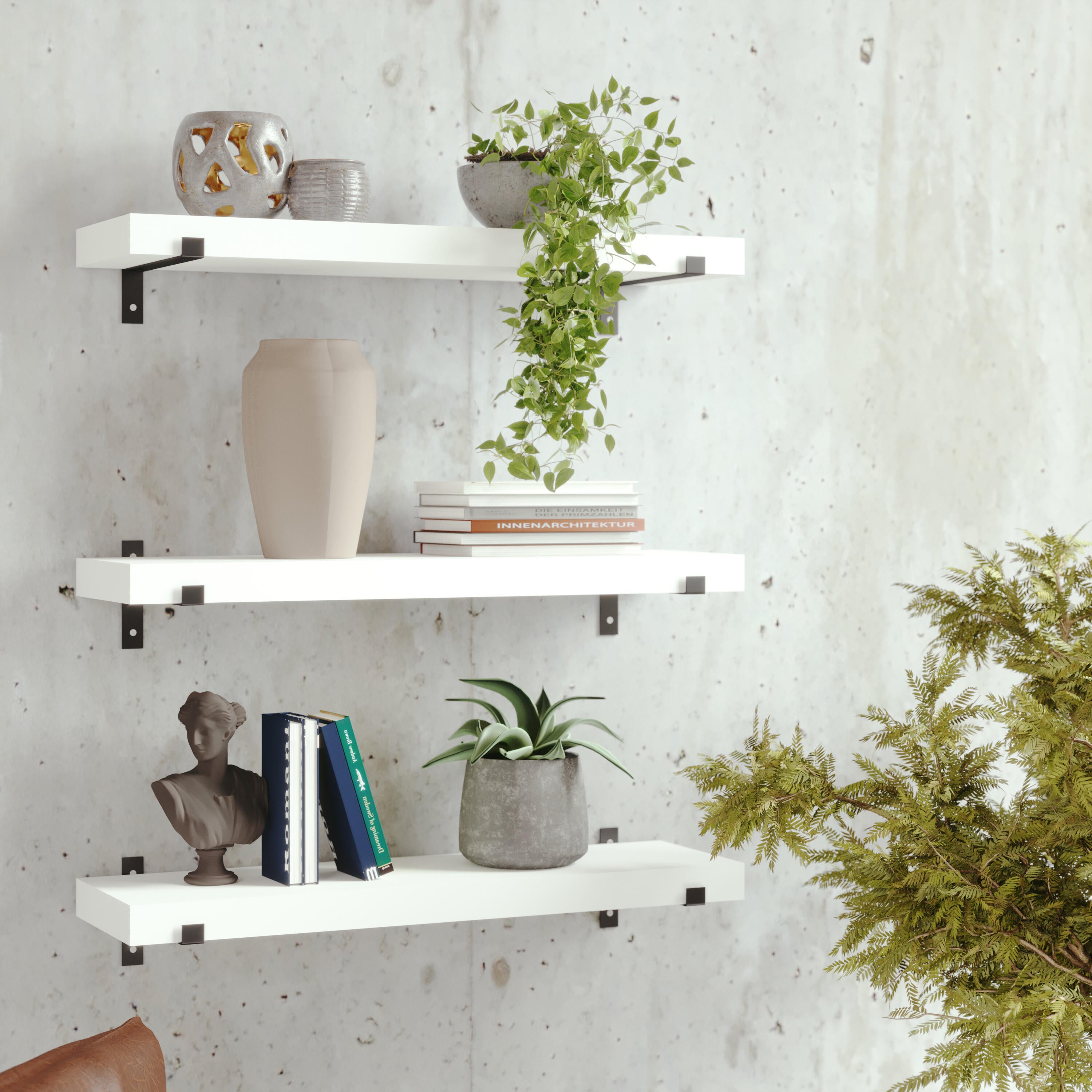 2 escuadras planas para baldas Spaceo Flat color negro 10 x 18 cm, carga máxima 10 kg. - 5