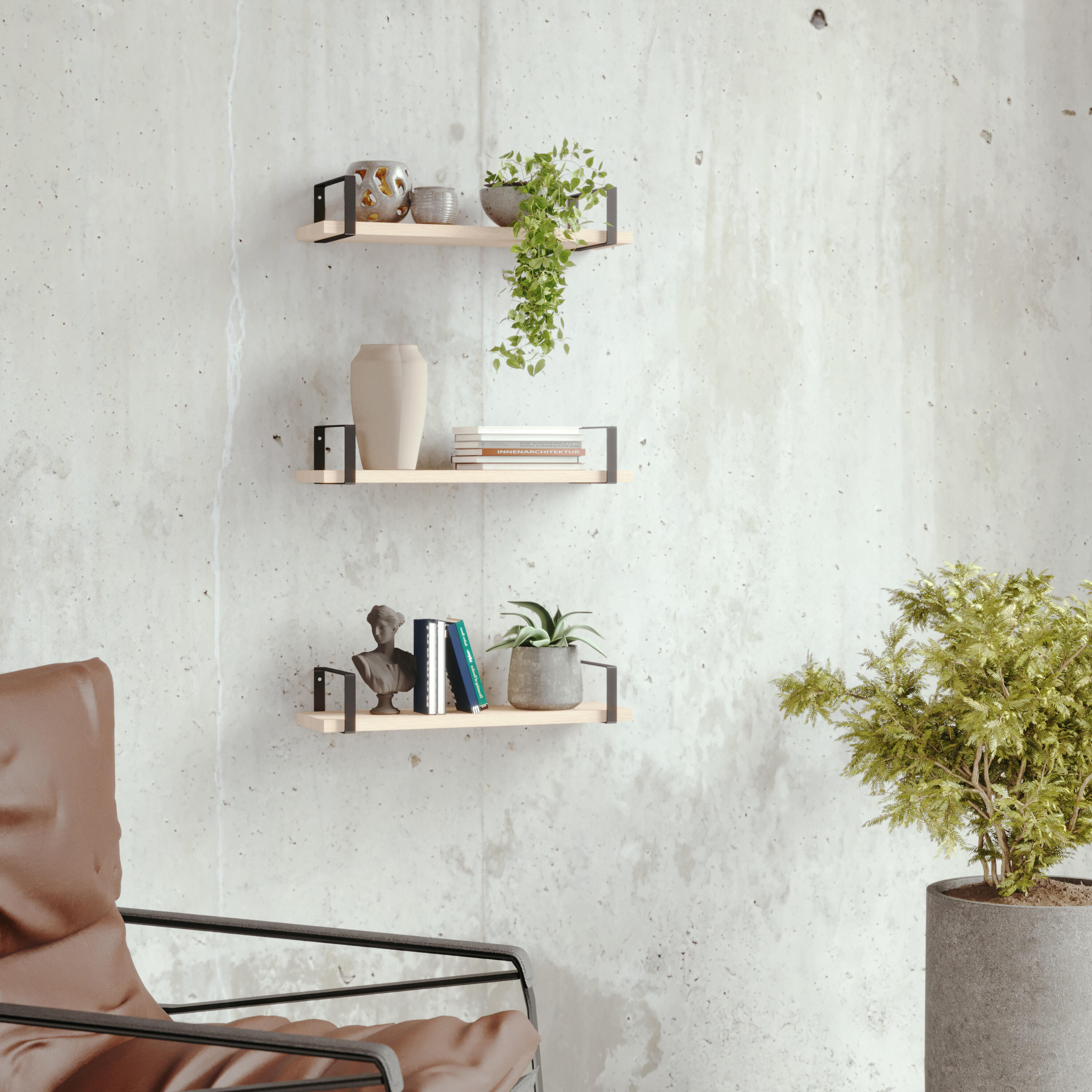 2 escuadras decorativas en forma de rectangulo color negro Alt. 10 x An 18 cm - 5