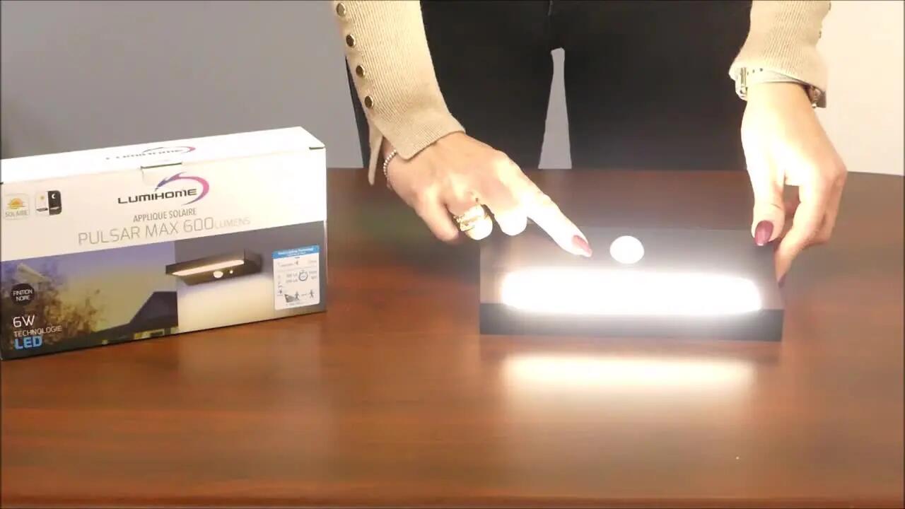 Applique solaire avec détecteur de mouvement Pulsar 1000 Lumen noir LUMIHOME - 8