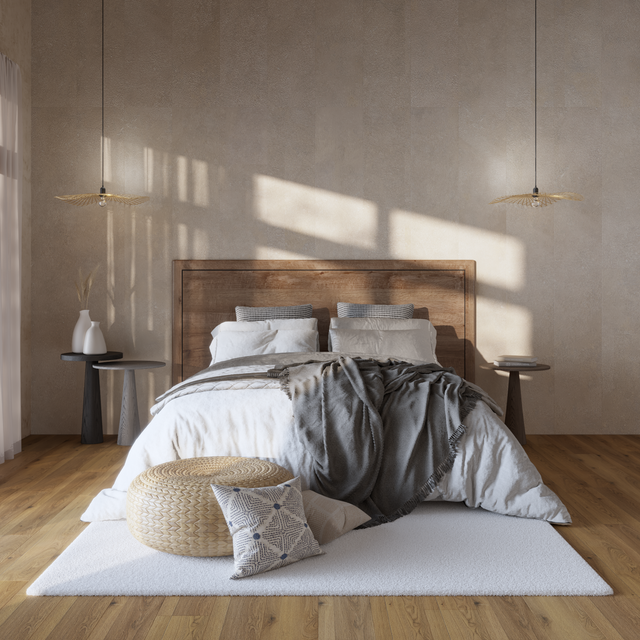 Revestimiento de pared decorativo efecto hormigón de PVC Artens alveolar arabica almendra 260x37.5cm