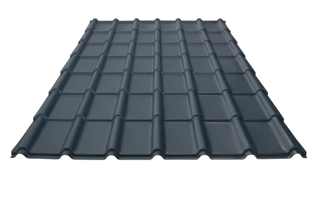 Feuille imitation tuile PVC ondulé bleu ardoise l.1180 x L.1840mm RENOLIT