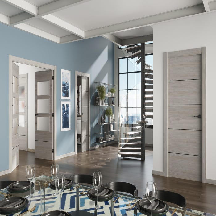 Puerta de interior maciza melamina Line Berna Loft roble 