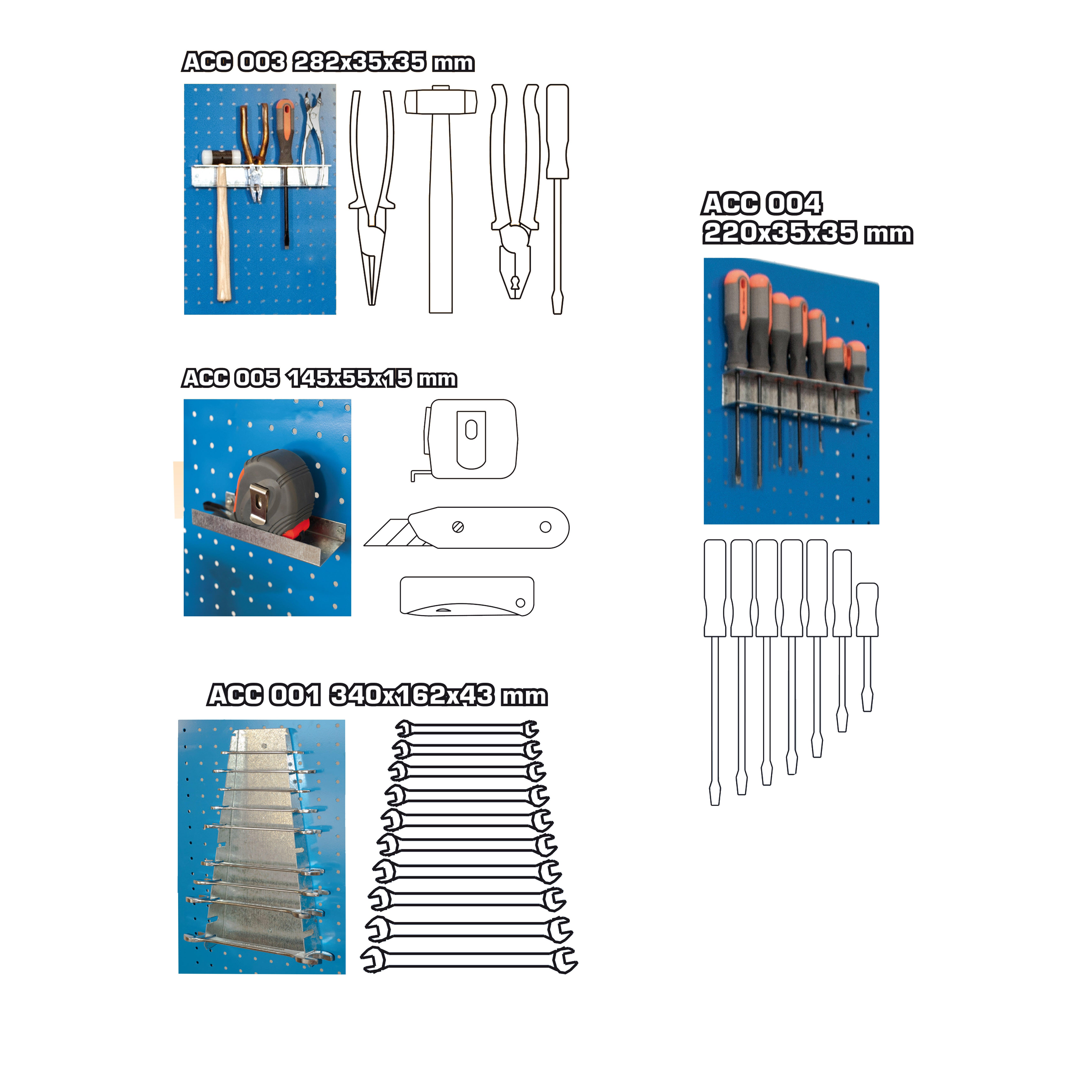 Conjunto de 4 acessórios GALVANIZADO PARA BANCO - 4