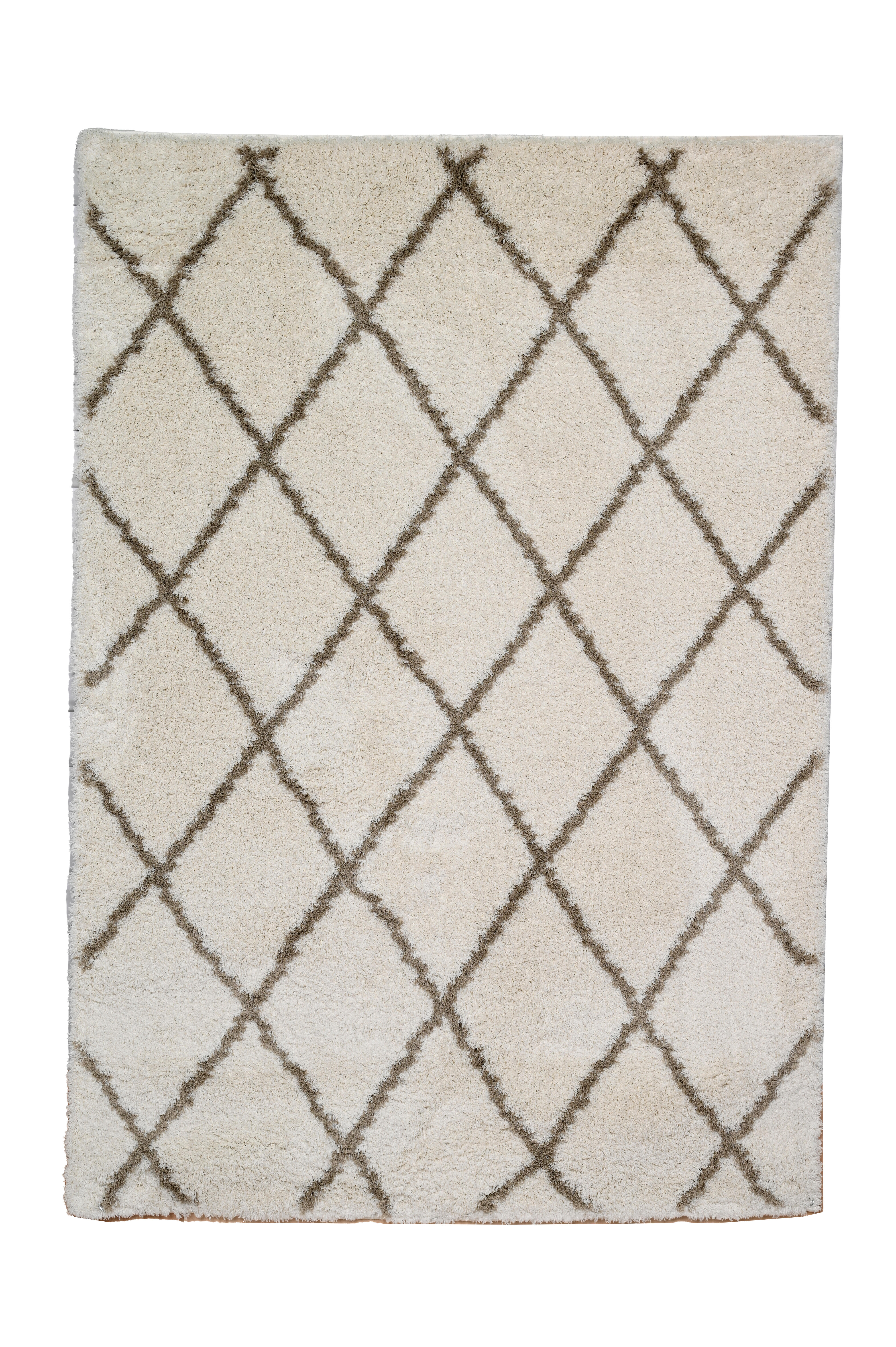 Alfombra poliéster blizz blanco, beige 120x170cm