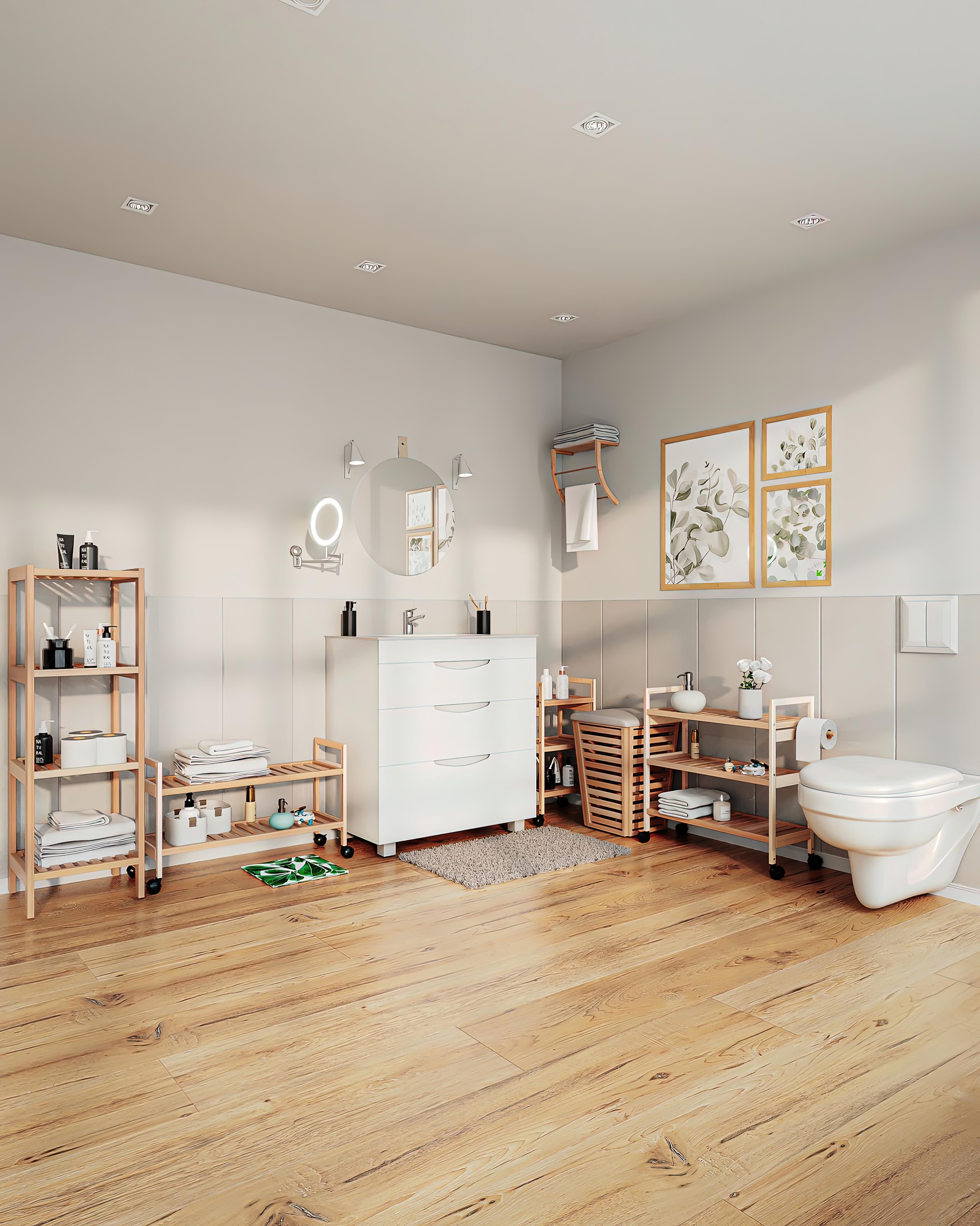 Carrito de baño Norway marrón con 3 estantes 31x35x72 cm - 2