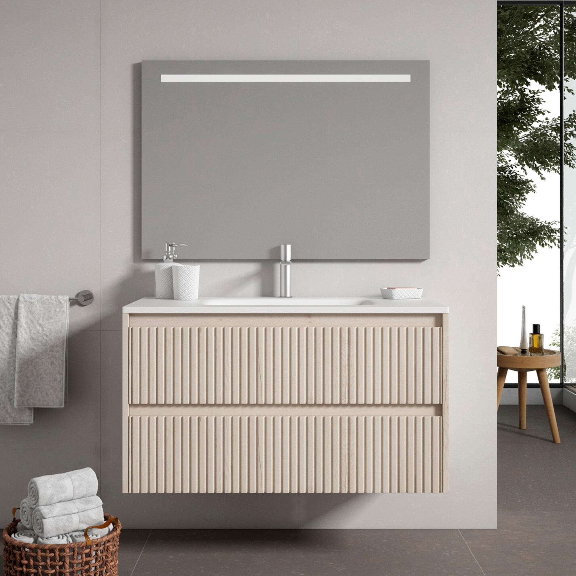 Espejo De Ba o Con Luz LED Lineal Antivaho T ctil 80x80 Cm Leroy espejo-de-ba-o-con-luz-led-lineal-antivaho-t-ctil-80x80-cm-leroy