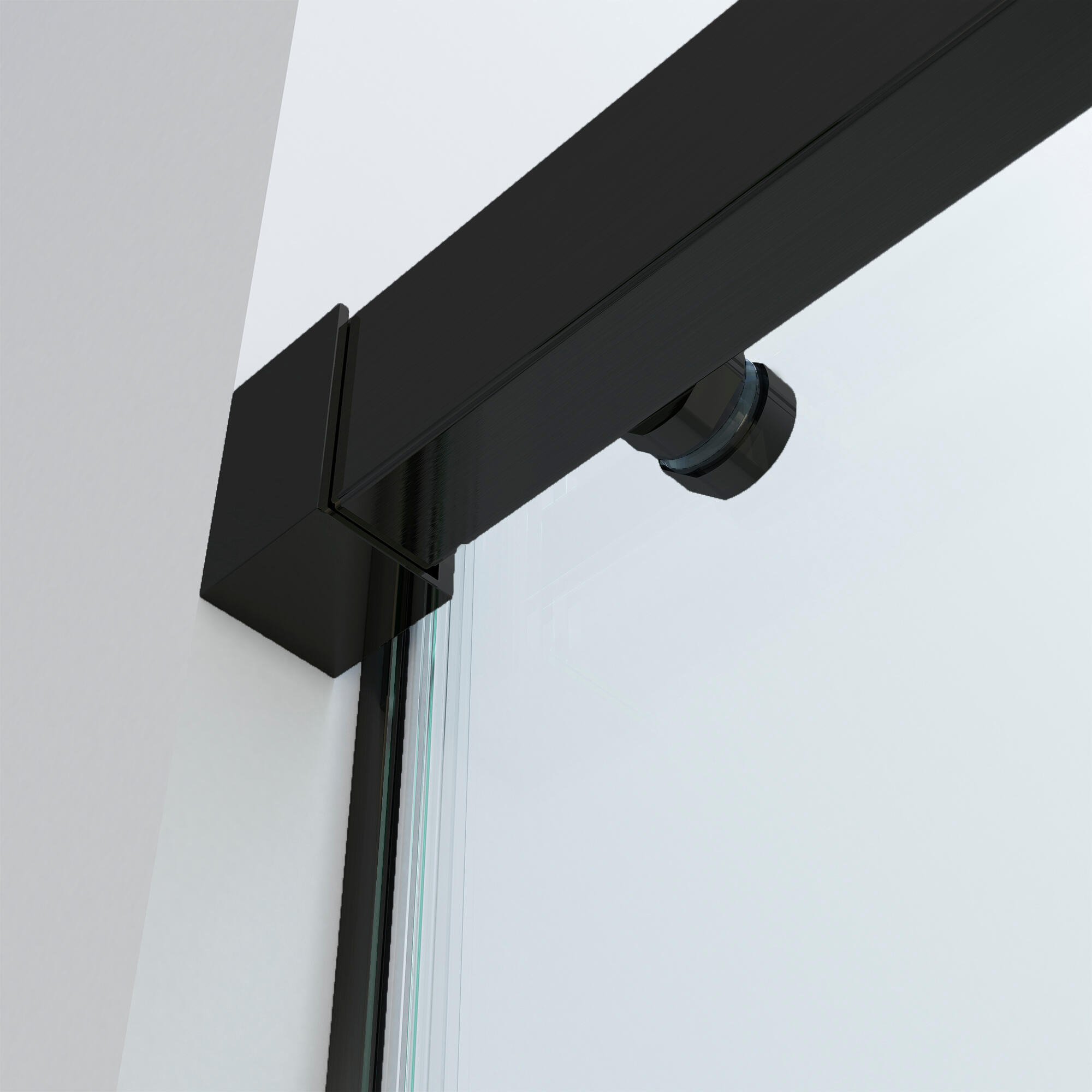 Mampara de ducha frontal corredera y panel fijo lateral Tala Perfil aluminio negro. Ancho adaptable (110.1-120)+80 x200 cm. Cristal templado de seguridad transparente. Tratamiento antical y cierre magnético Glassinox - 9