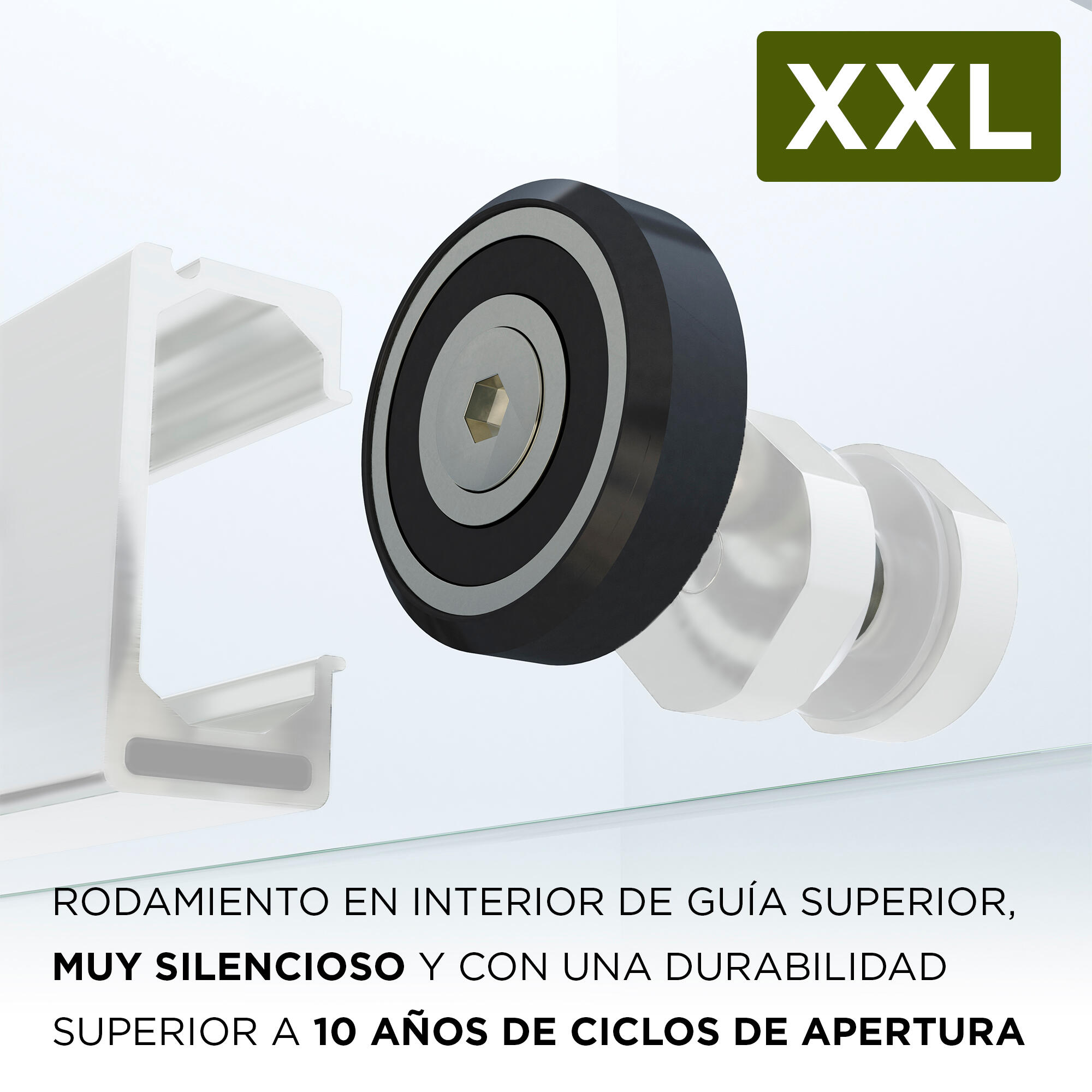 Mampara de ducha frontal corredera y panel fijo lateral Tala Perfil aluminio blanco. Ancho adaptable (130.1-140)+70 x200 cm. Cristal templado de seguridad transparente. Tratamiento antical y cierre magnético Glassinox - 8