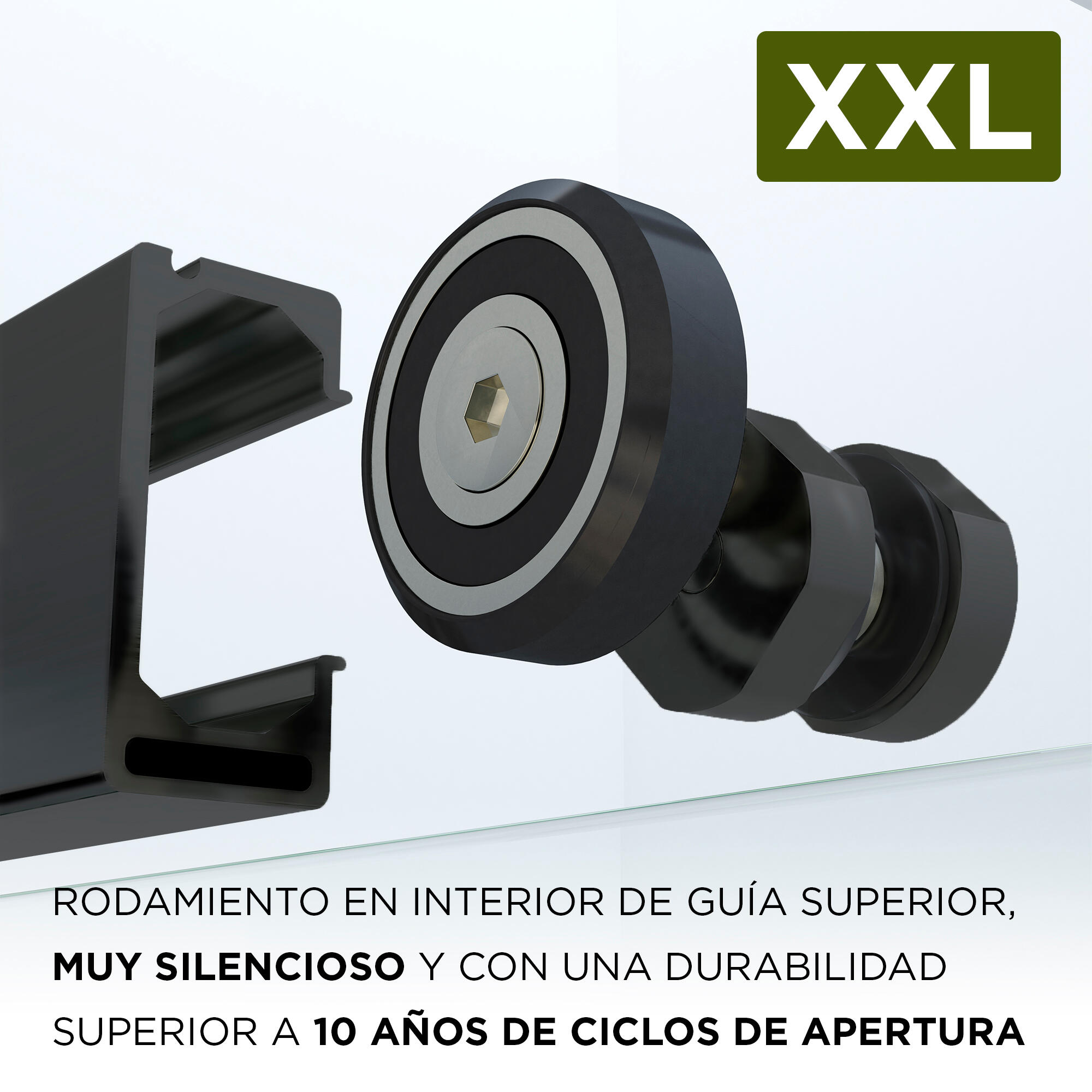 Mampara de ducha frontal corredera y panel fijo lateral Tala Perfil aluminio negro. Ancho adaptable (130.1-140)+80 x200 cm. Cristal templado de seguridad transparente. Tratamiento antical y cierre magnético Glassinox - 8