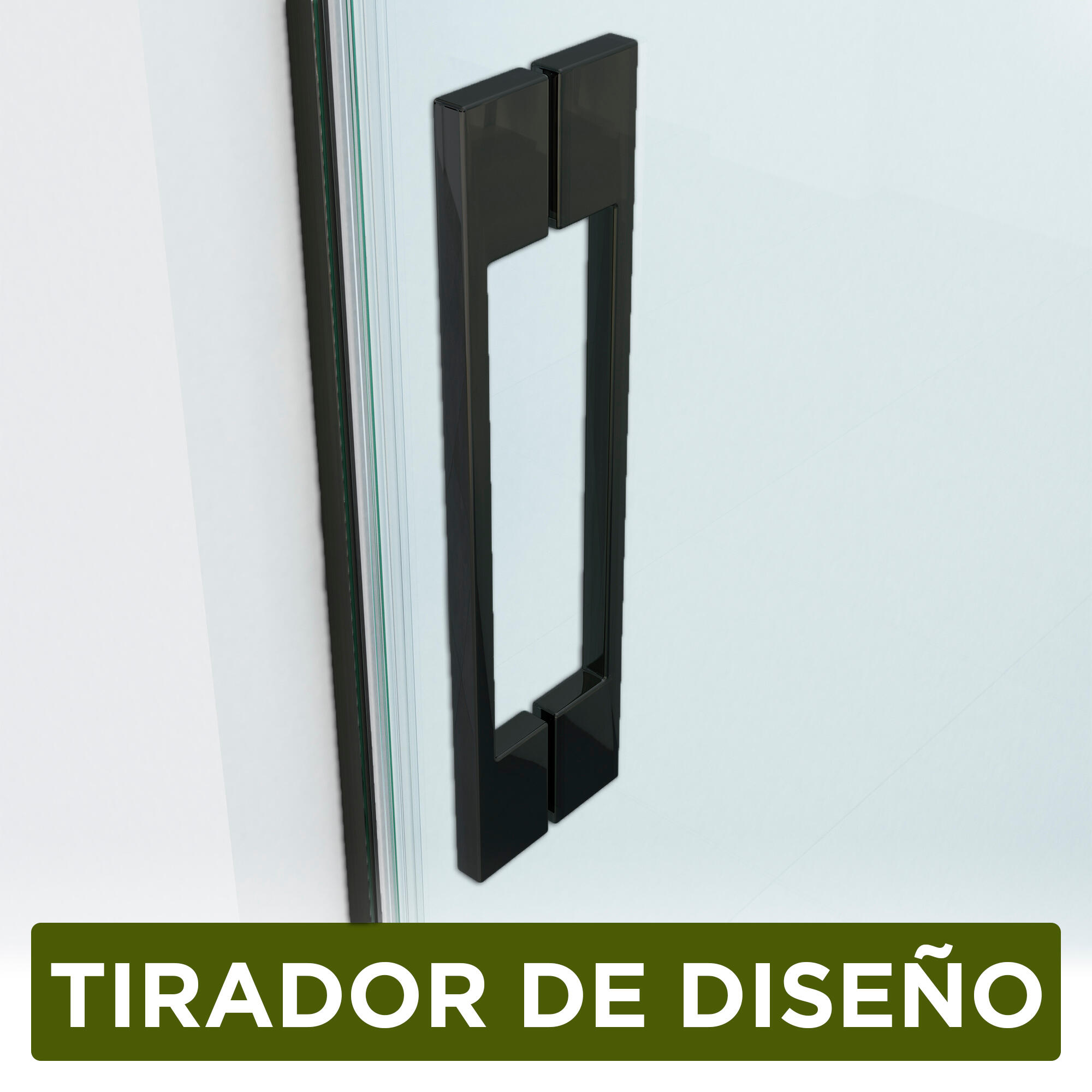 Mampara de ducha frontal corredera y panel fijo lateral Tala Perfil aluminio negro. Ancho adaptable (130.1-140)+80 x200 cm. Cristal templado de seguridad transparente. Tratamiento antical y cierre magnético Glassinox - 2