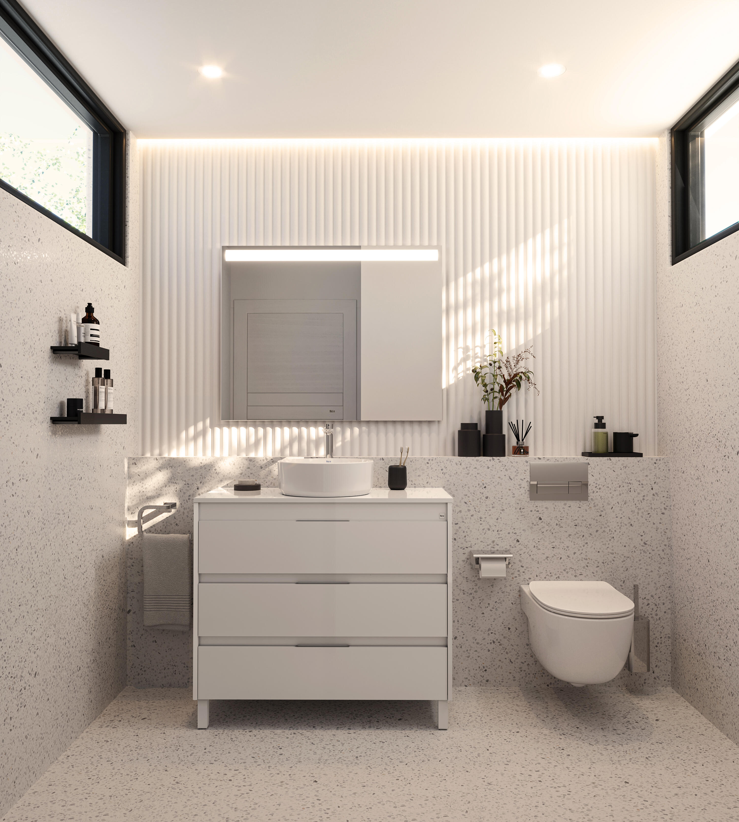 Mueble de baño con lavabo alpine blanco brillante 100x46 cm