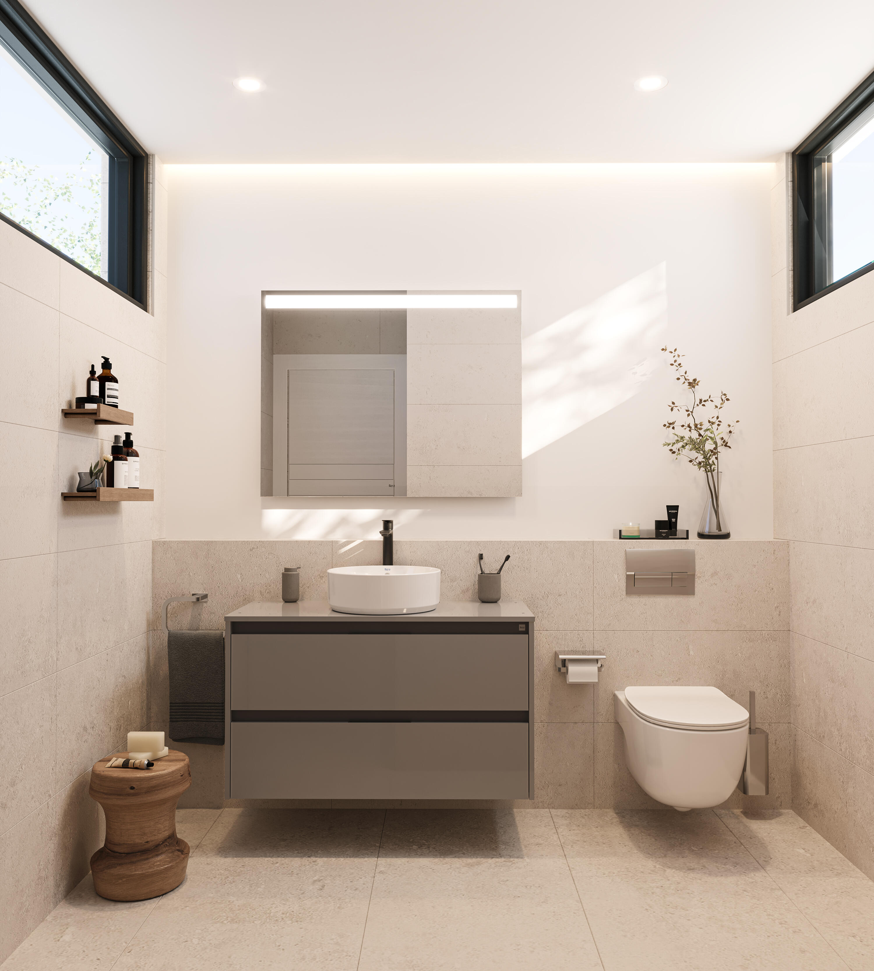 Mueble de baño con lavabo Alpine ROCA gris brillante 100x46 cm | Leroy ...