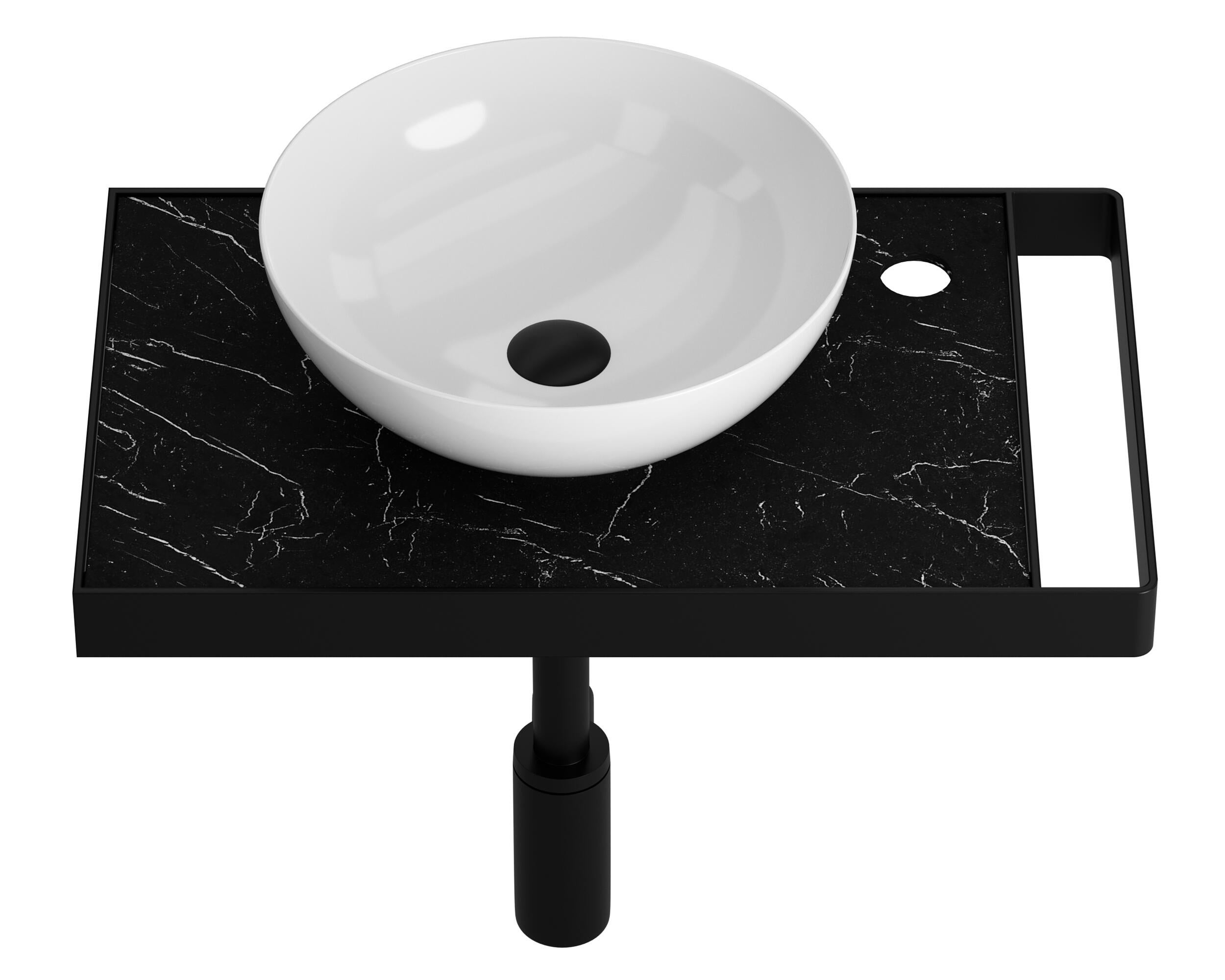 Mueble de baño con lavabo  Marmostone negro mate 50x30 cm - 8