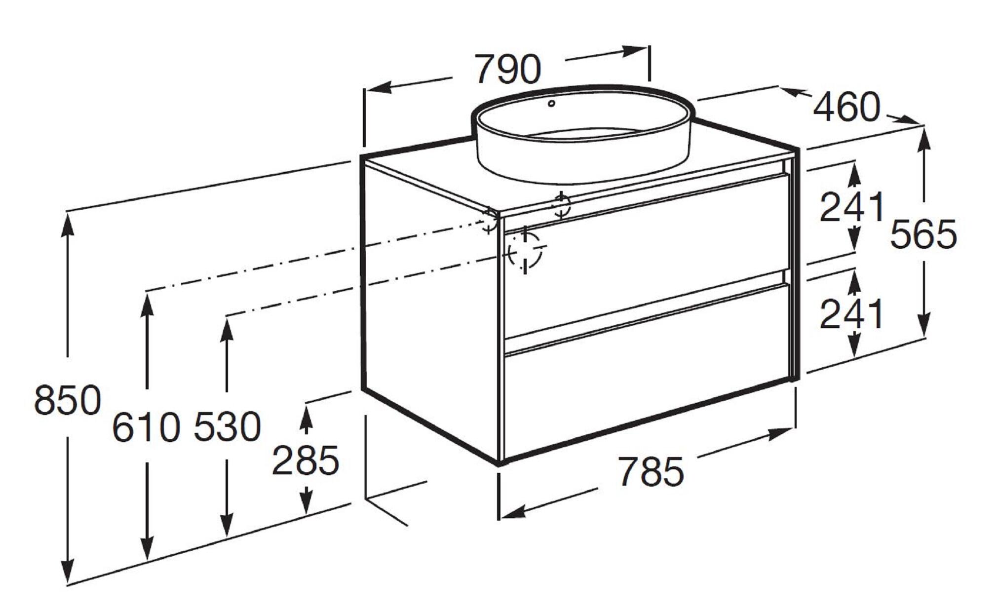 Móvel com tampo ROCA ALPINE 80CM 2 GAVETAS NOGUEIRA - 5