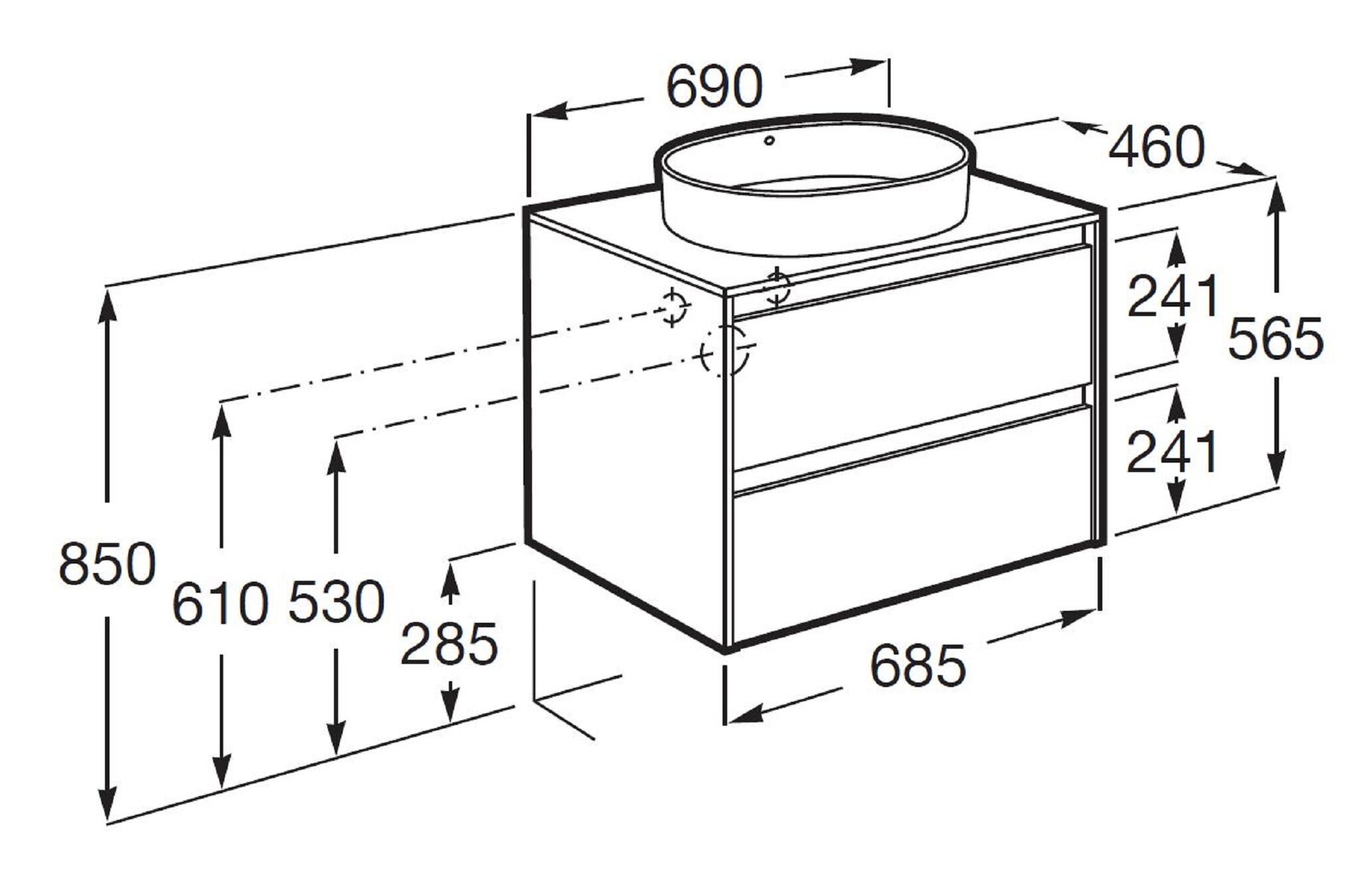 Móvel com tampo ROCA ALPINE 70CM 2 GAVETAS NOGUEIRA - 3