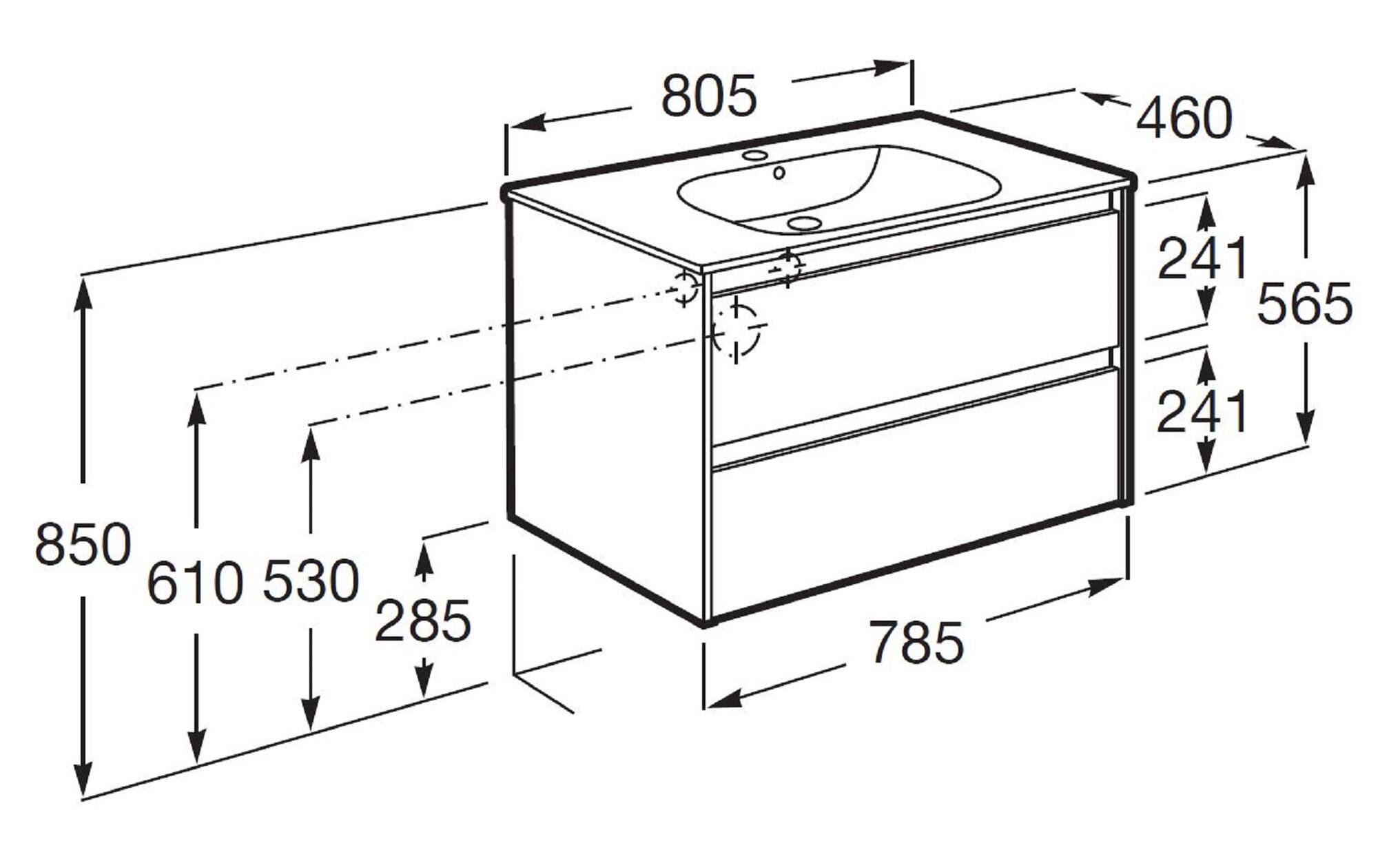 Mueble de baño con lavabo Alpine blanco 80x46 cm con 2 cajones - 4