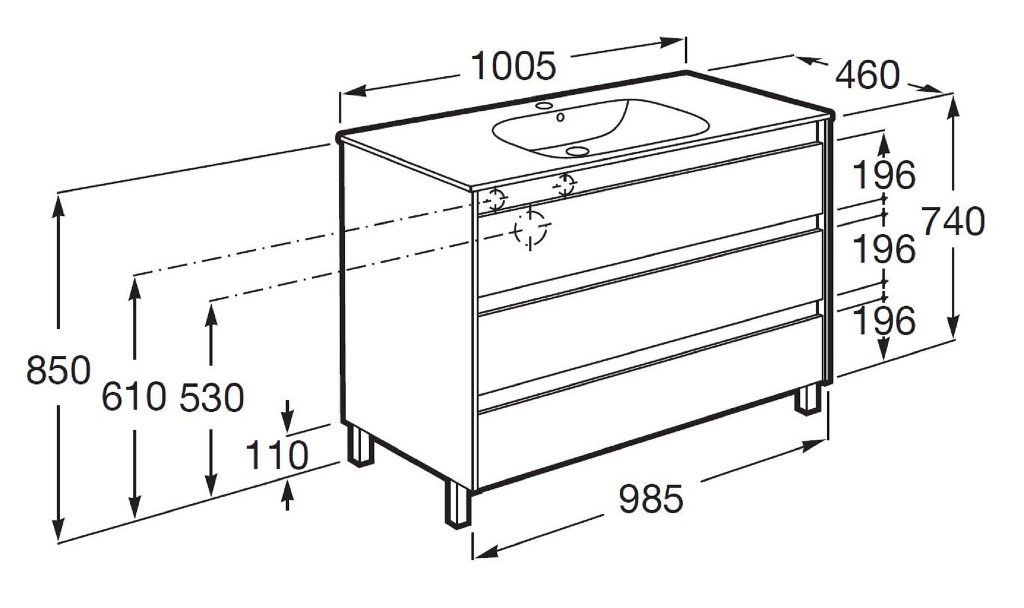 Mueble de baño con lavabo  Alpine blanco  100x46 cm - 4